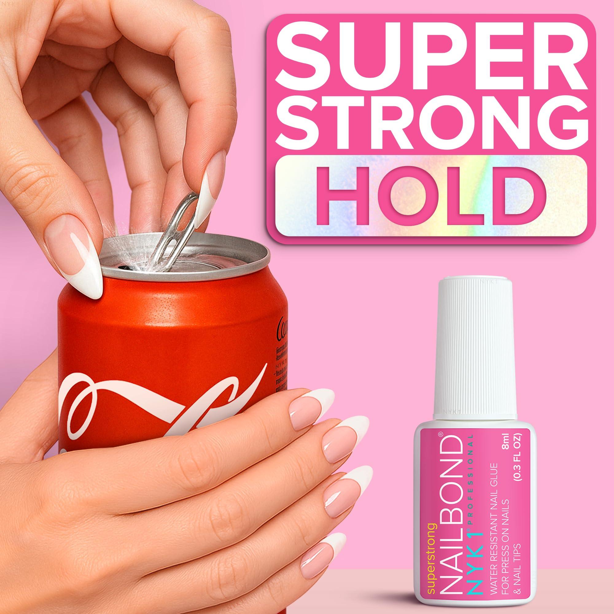 Super Strong Nail Glue for Press On Nails, Nail Tips & Acrylic Nails (8ml) NYK1 NailBond Brush On Glue for Press Ons, Tips & Acrylics - Long Lasting, Maximum Strength, Mess-Free Application - Image 4