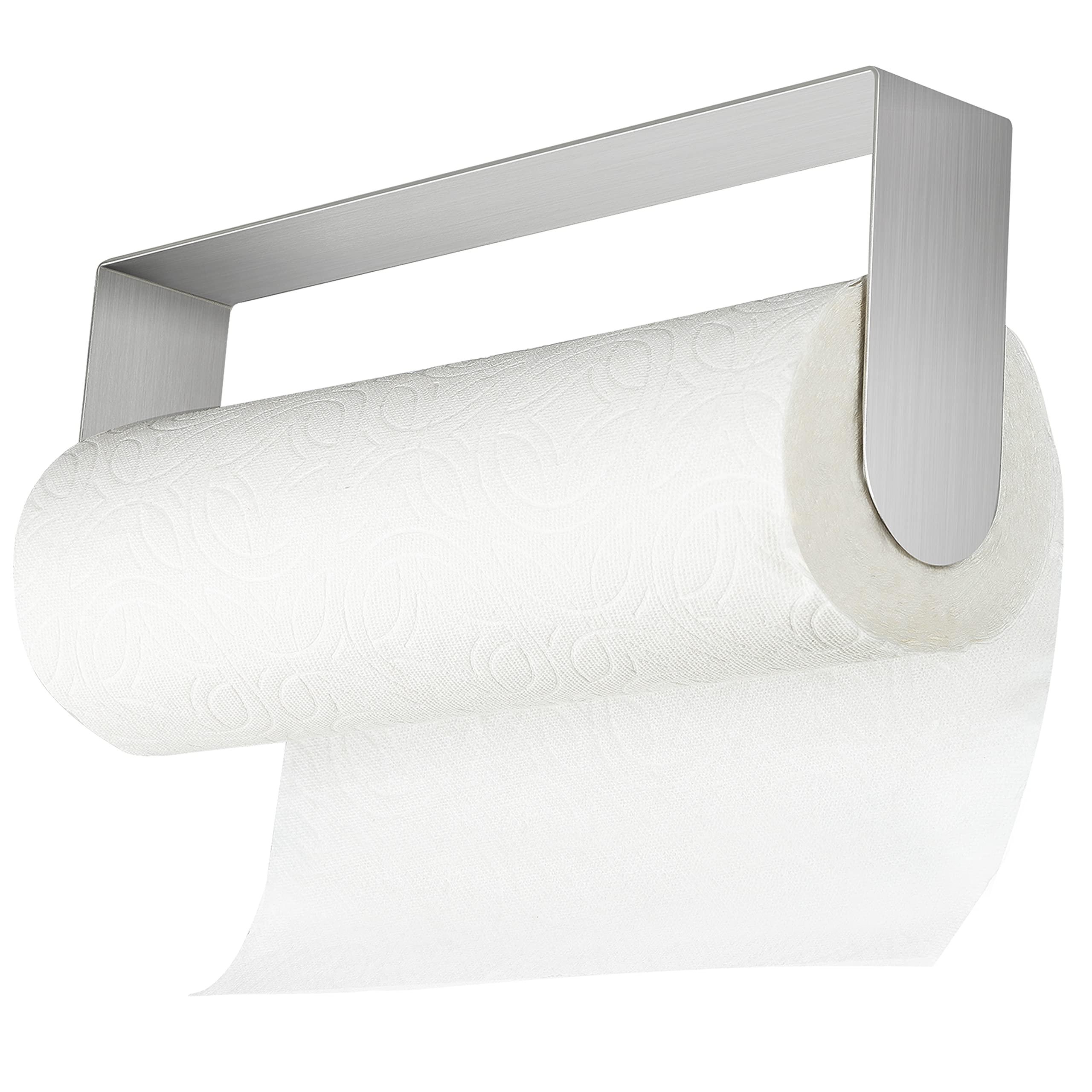 YIGII Paper Towel Holder Under Cabinet - Self Adhesive Paper Towel Rack Wall Mount for Kitchen, SUS-304 Stainless Steel Brushed