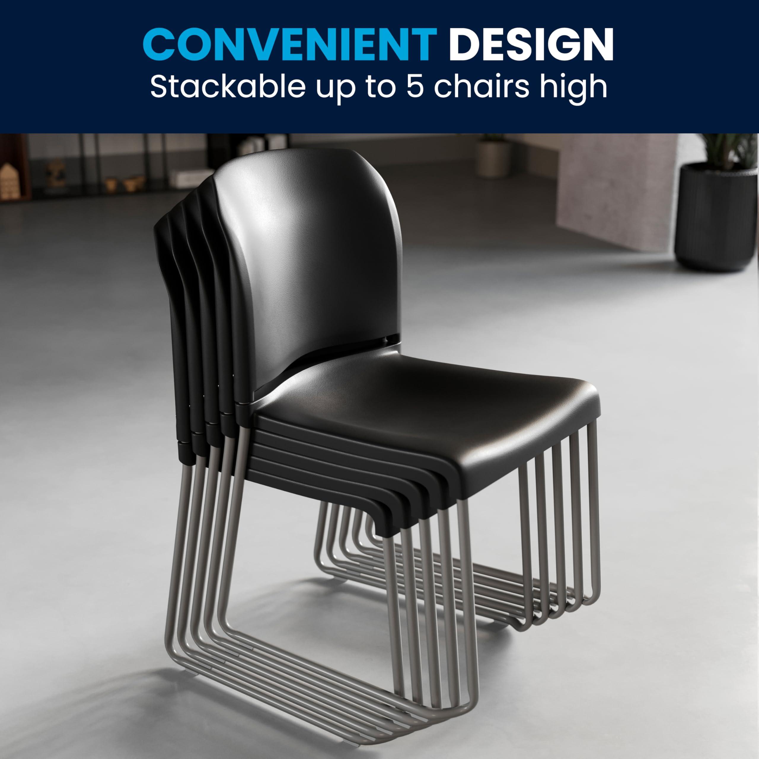 Flash Furniture Hercules Series Contoured Stacking Chairs for Waiting Rooms and Offices, Ergonomic Lobby Chairs with Curved Back, Set of 5, Black - Image 9