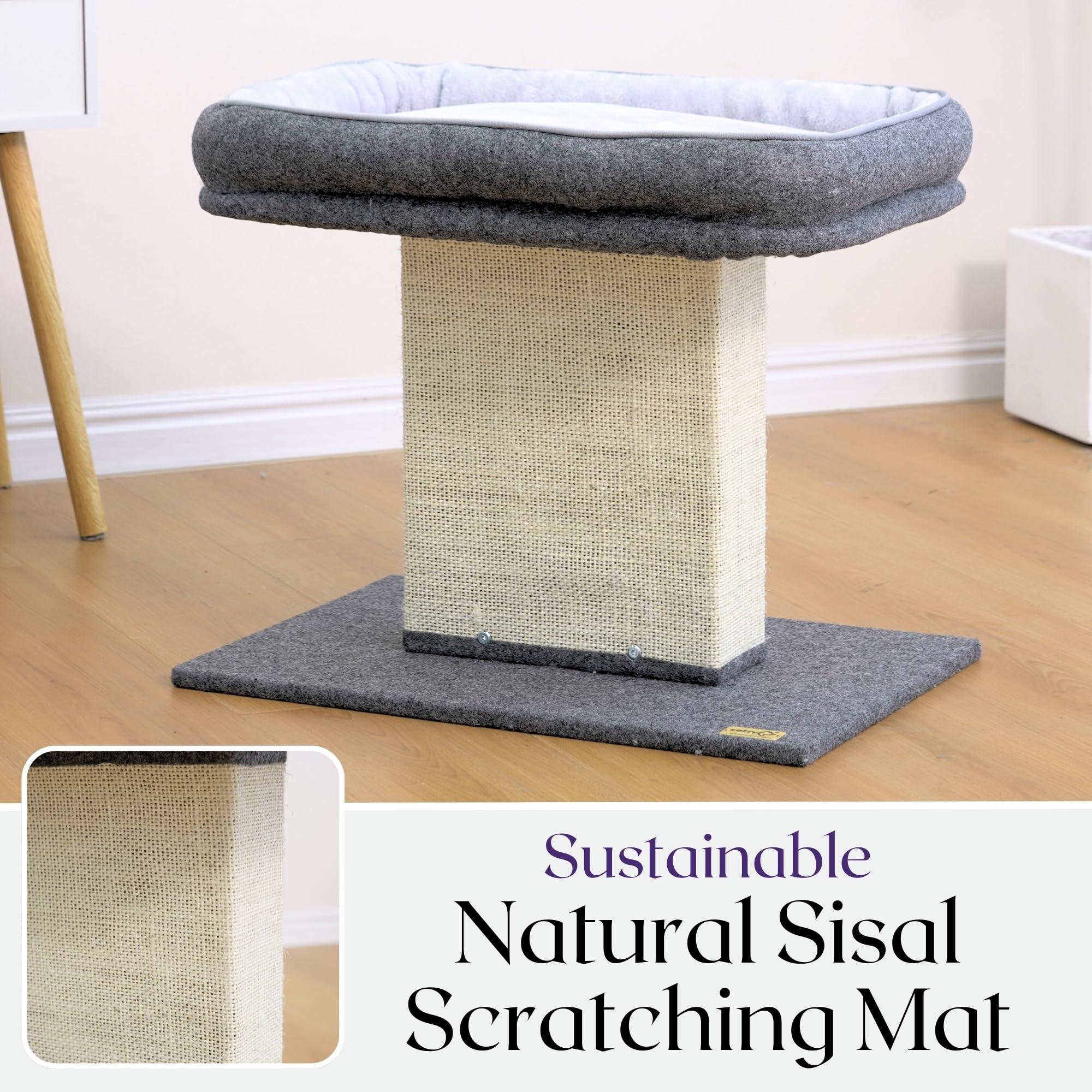 Catry 19" High 2-in-1 Elevated Cat Perch with Large Soft Felt Bed, Wide Sisal Scratching Post, Minimalist Cat Furniture for Climbing, Scratching & Resting, Fits All Indoor Cats & Home Décor, Grey - Image 7