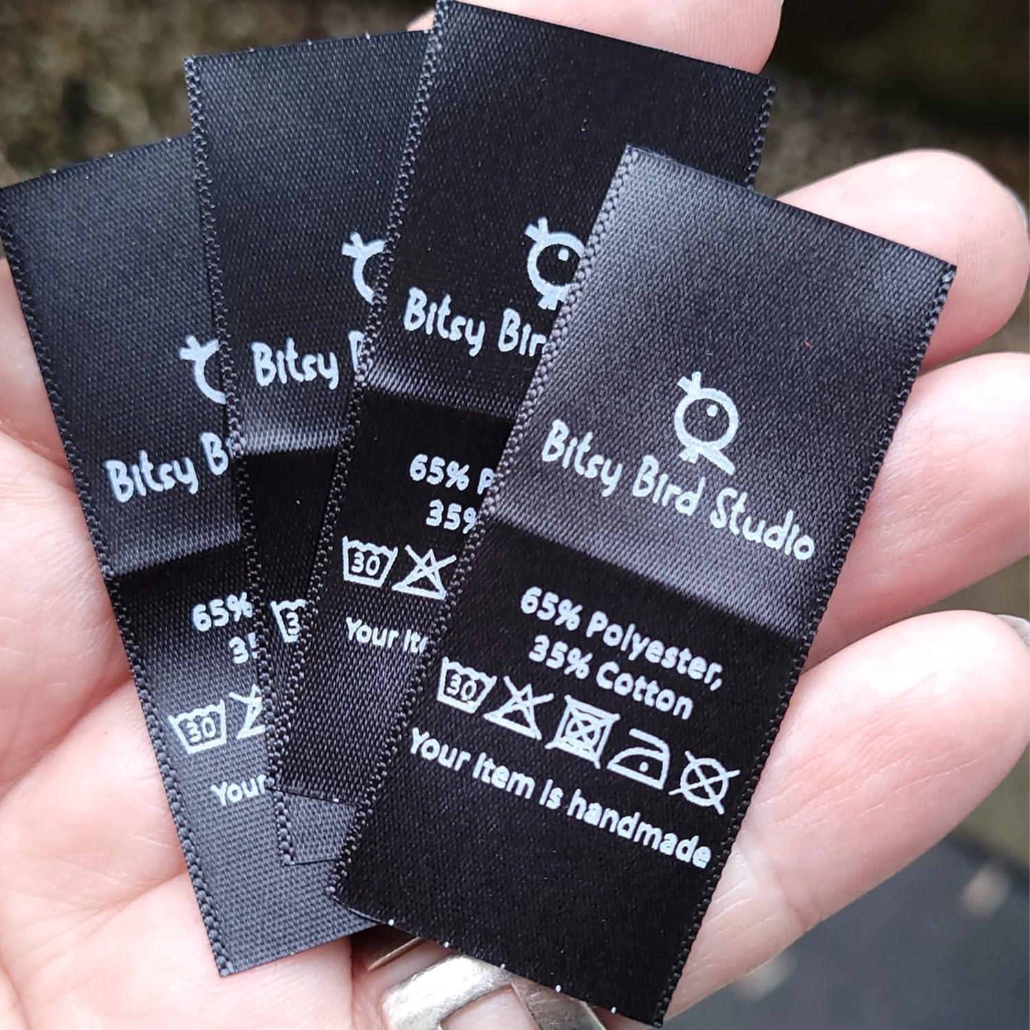 Lsoiapk 50Pcs Custom Clothing Care Labels, Personalized Washing Care Instructions Satin Fabric Tags, Machine Wash Cold Sewing Labels for Garment, Quilt, Textiles (1.5"x3" (4x8cm)) - Image 4