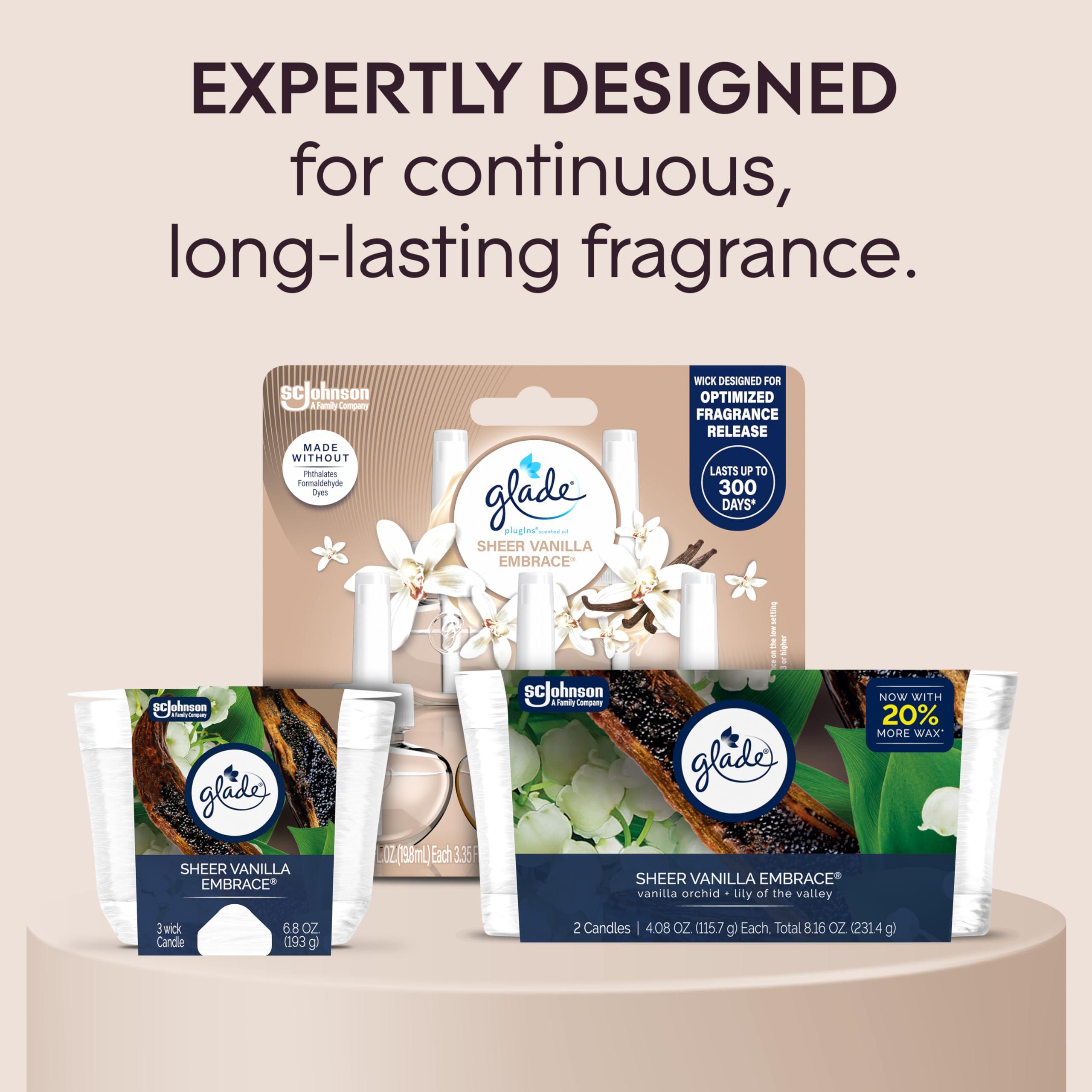 Glade Sheer Vanilla Embrace 3-Wick Fragrance Candle, Essential Oil Infused, Air Freshener, 6.8 Oz, 3 Count - Image 7