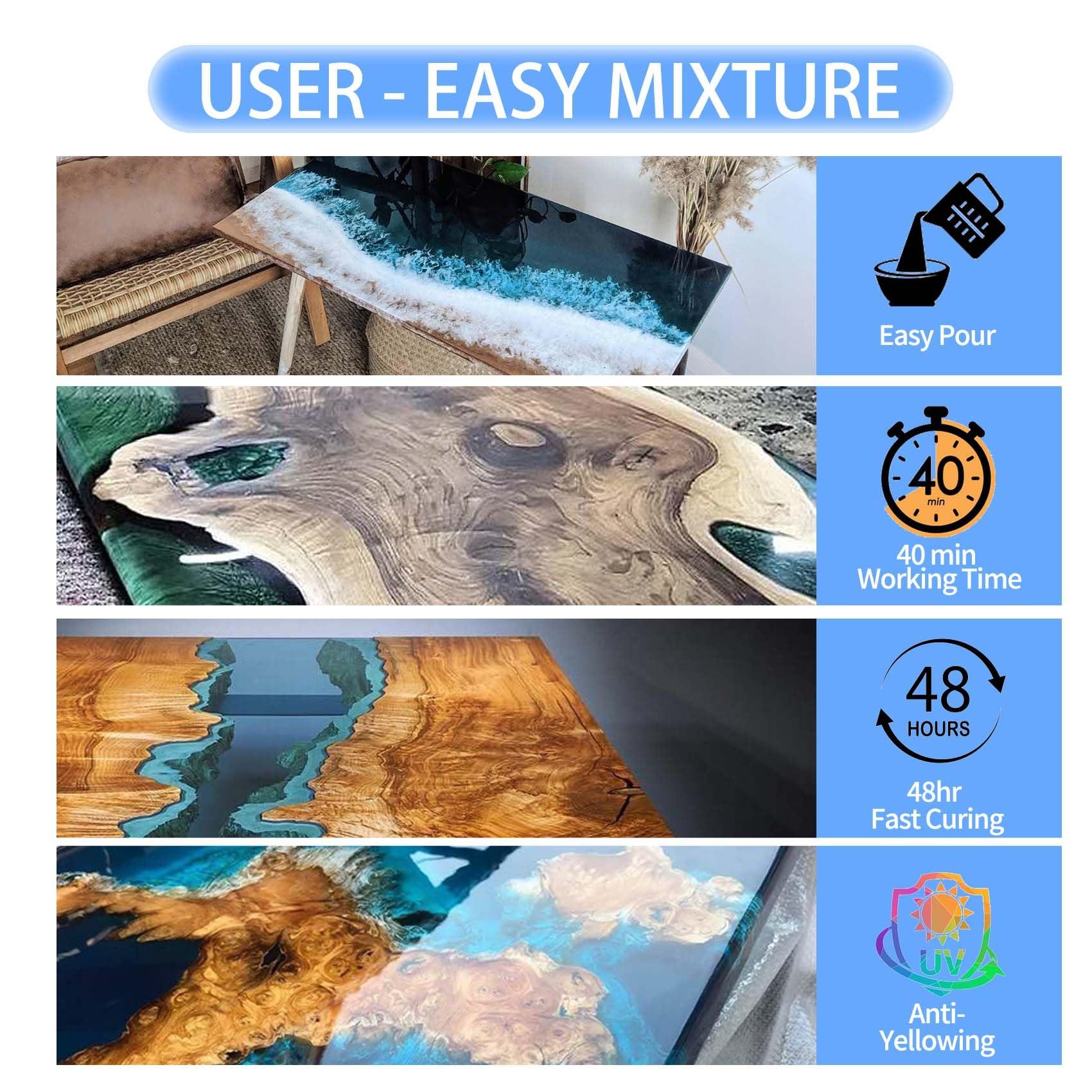 Deep Pour Epoxy Resin, 1.5 Gallon 2-4" Pour Depths Epoxy Resin Kit Crystal Clear High-Gloss No Bubble Self Leveling for DIY Molds Wood River Table Flower Preservation Top Mold Crafts Mix 2:1 Ratio - Image 3