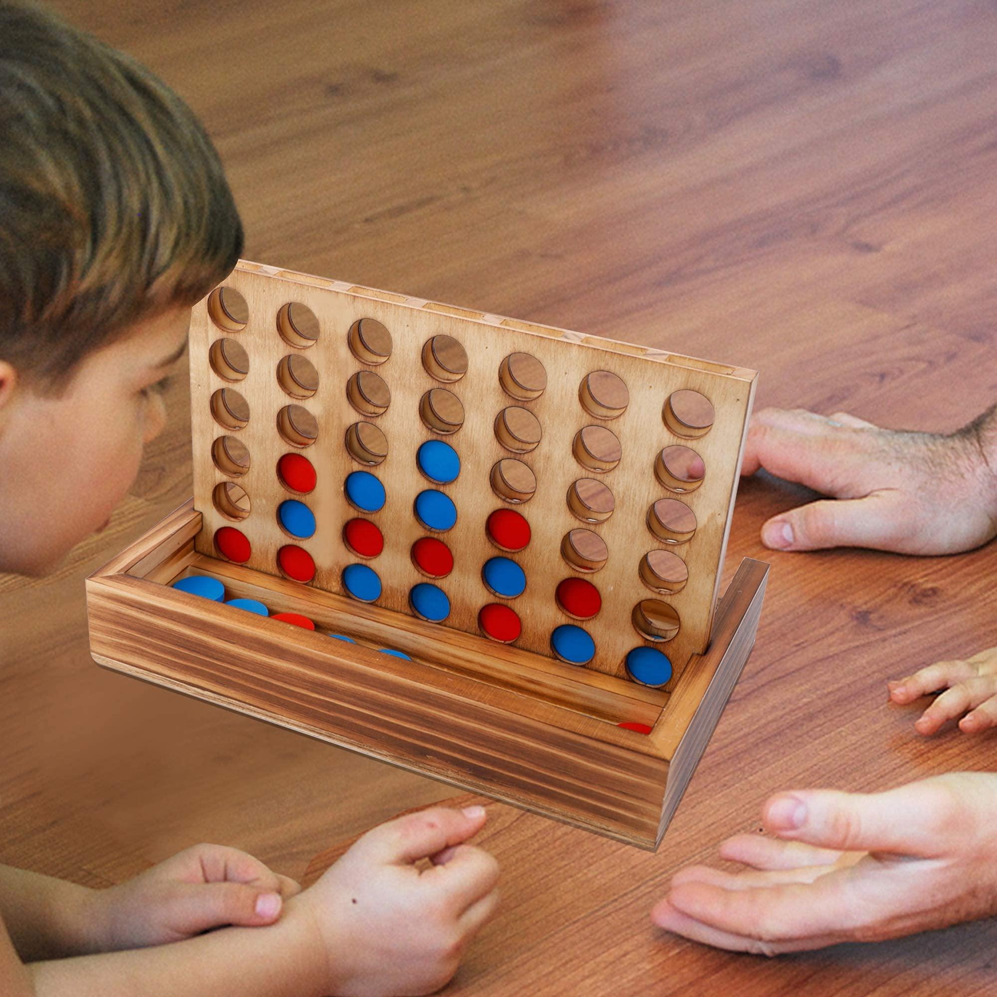 Glintoper Tic Tac Toe & 4 in a Row Table Games Set - Rustic Decor Wood Strategy Board Games for Families - Image 5