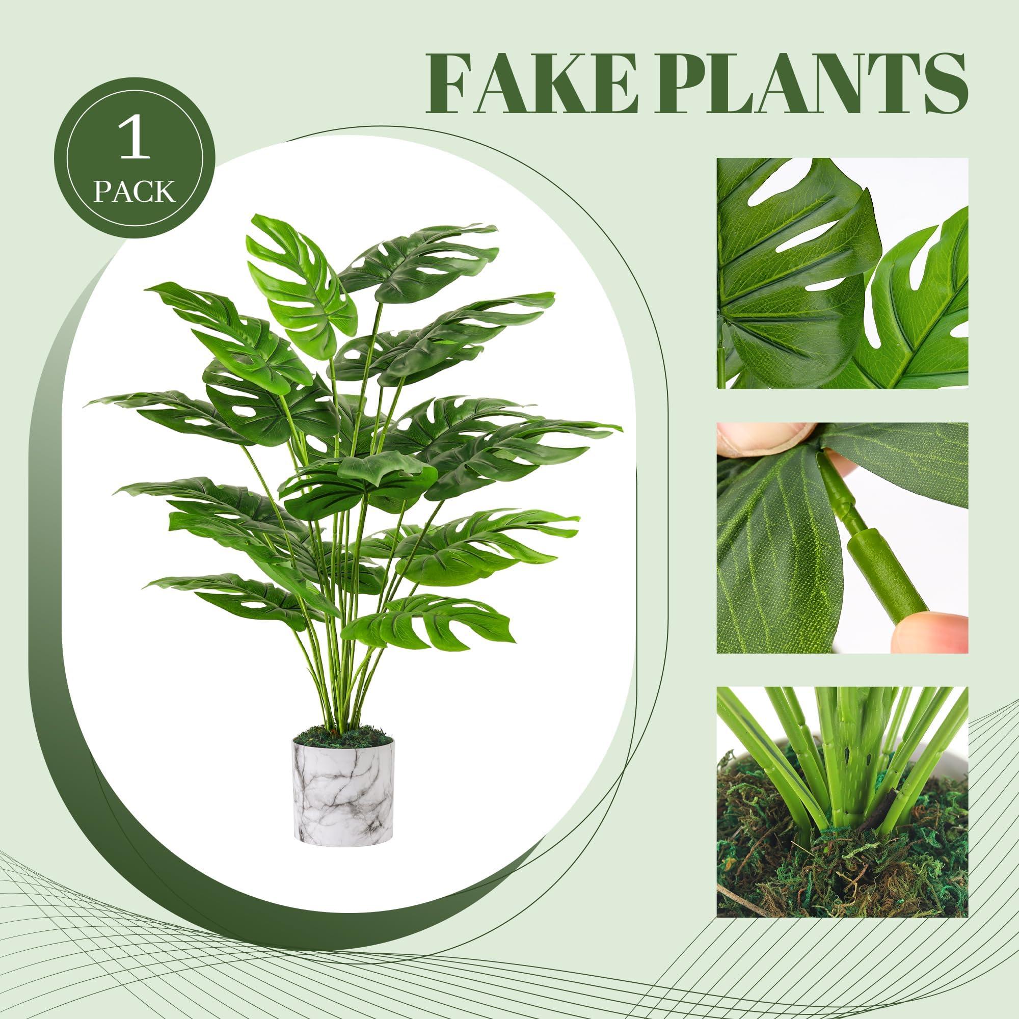 Der Rose 28" Fake Plants Tall Artificial Monstera Faux Plants in Pot for Home Farmhouse Bedroom Living Room Decor Indoor - Image 4