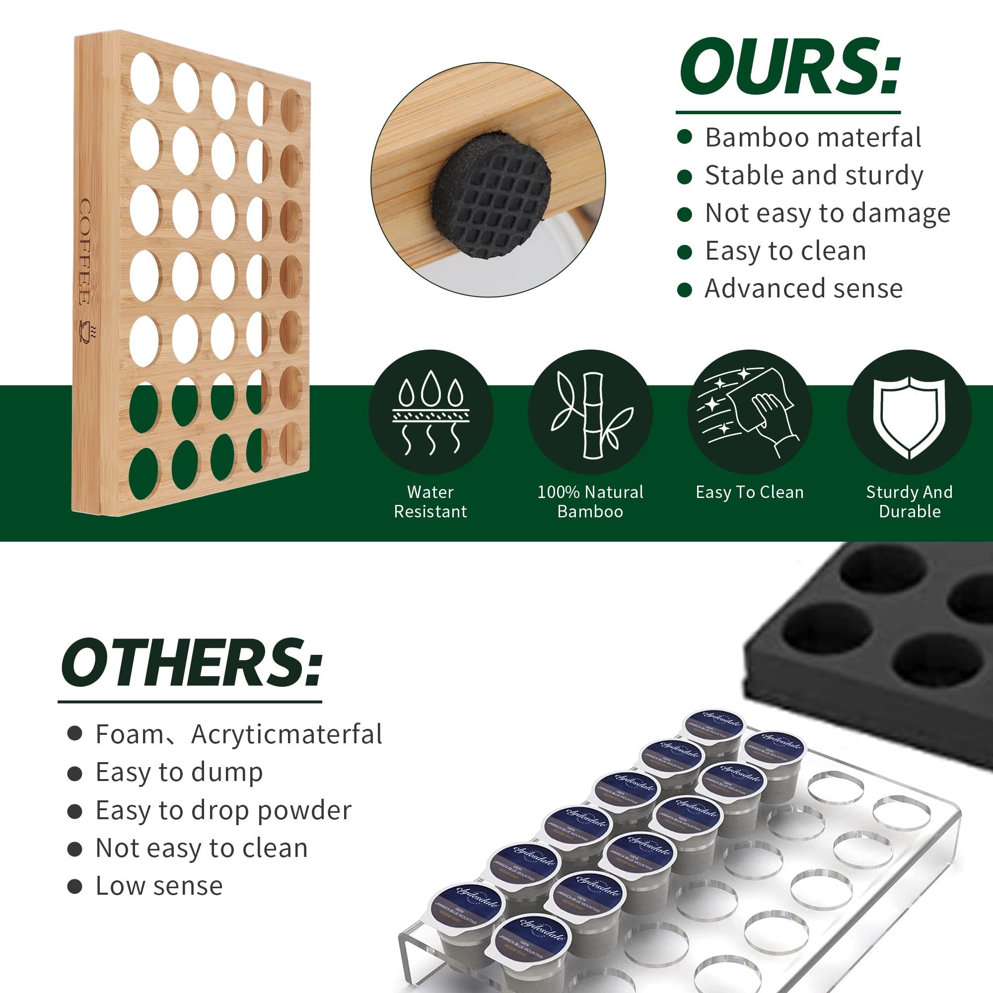 MinBoo BamBoo k cup holder Drawer or Countertop k cup Organizer Coffee Pod Holder Hold 35 Coffee Pod Storage Kcup coffee pods holder for coffee station Office and Kitchen k cup storage - Image 6