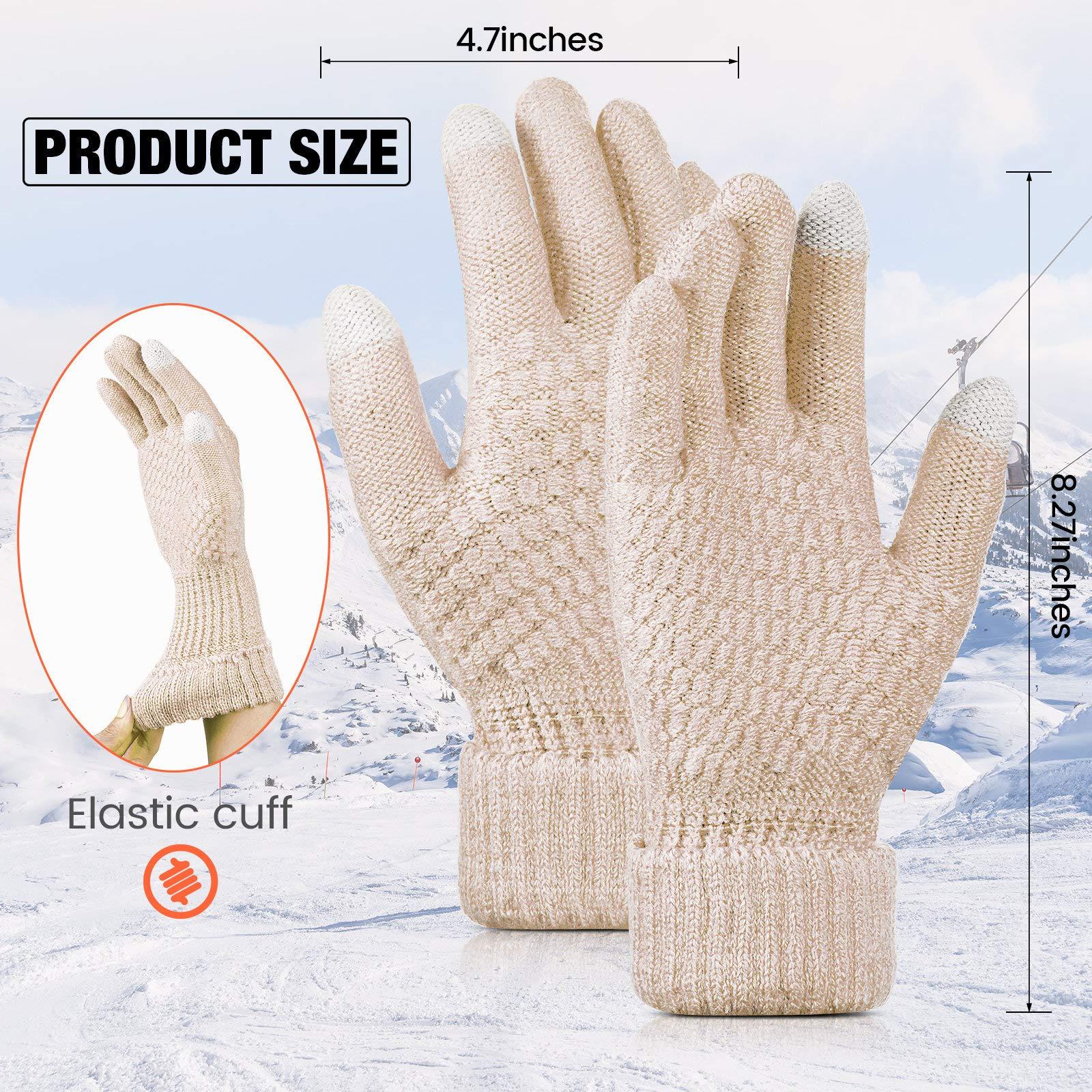 Geyoga 4 Pairs Women's Winter Touch Screen Gloves Soft Warm Fleece Lined Knit Elastic Cuff Texting Gloves - Image 2