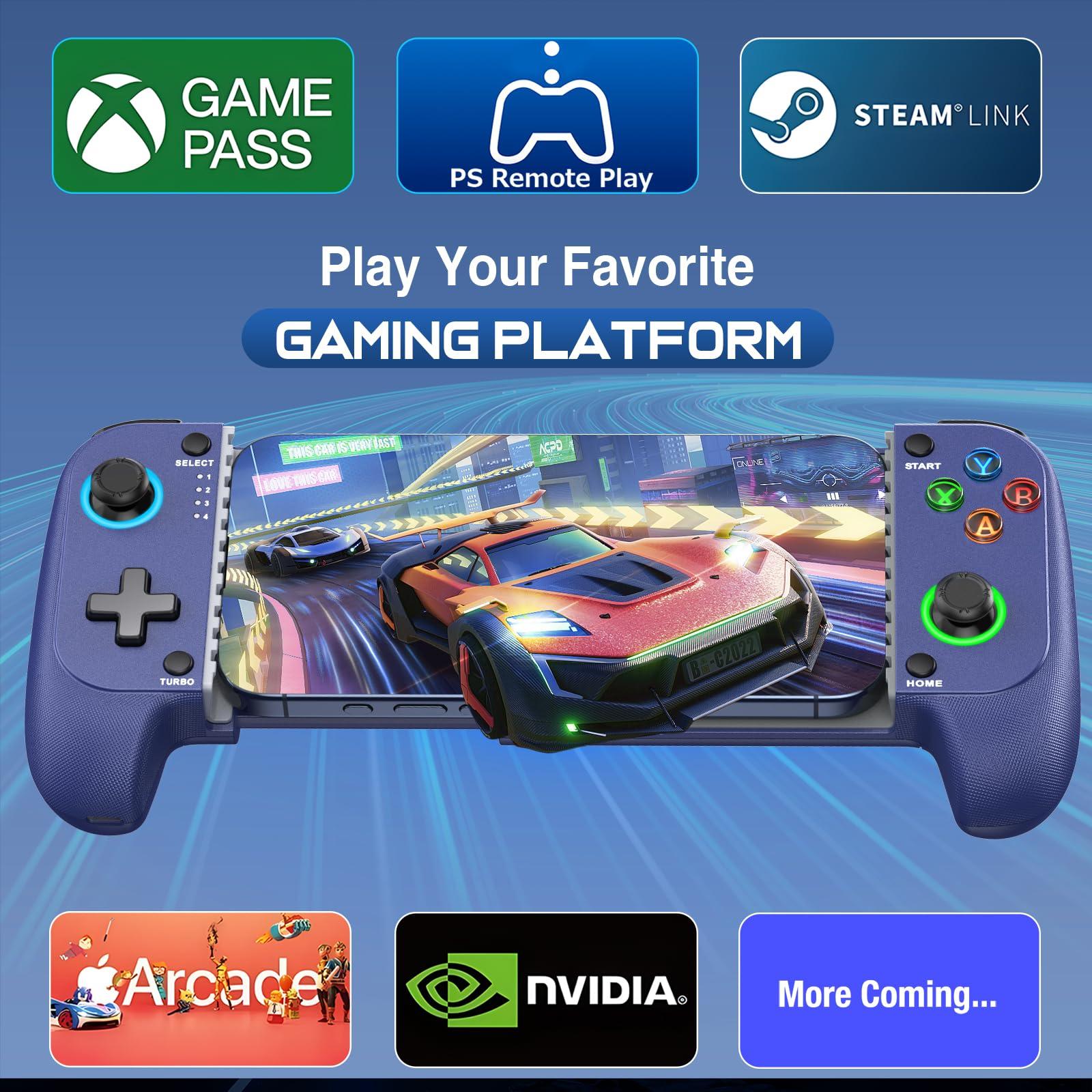 Mobile Game Controller for iPhone/Android, Wireless Phone Controller Support Phone Case, Gaming Controller with Hall Joystick Suitable for Xbox Game Pass, Steam Link, Roblox, Call of Duty & More, Blue - Image 2