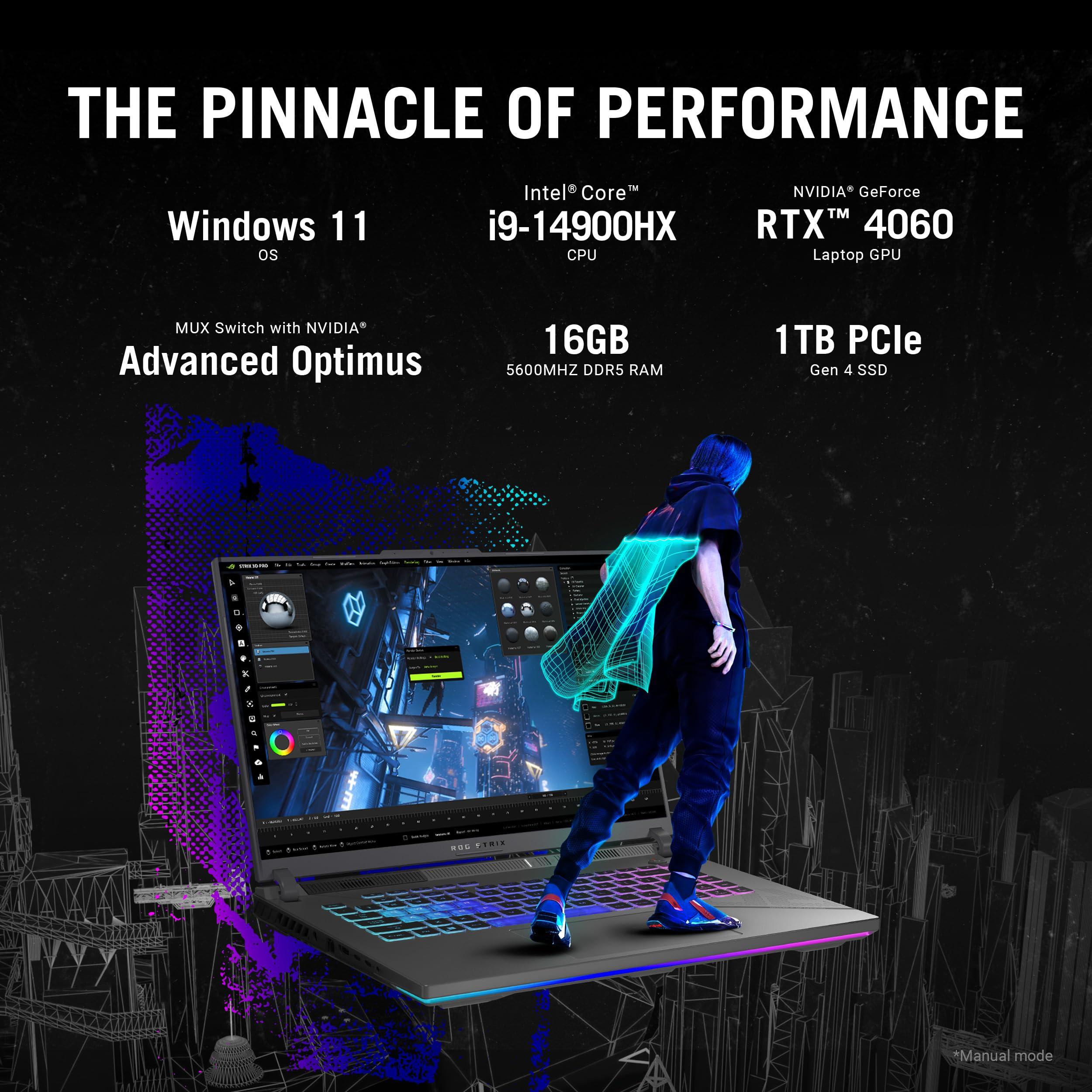 ASUS ROG Strix G16 Gaming Laptop, 16” Nebula Display 16:10 QHD 240Hz, GeForce RTX 4060, Intel® Core™ i9-14900HX, 16GB DDR5-5600, 1TB PCIe SSD, Wi-Fi 6E, Windows 11, G614JVR-ES94 - Image 4