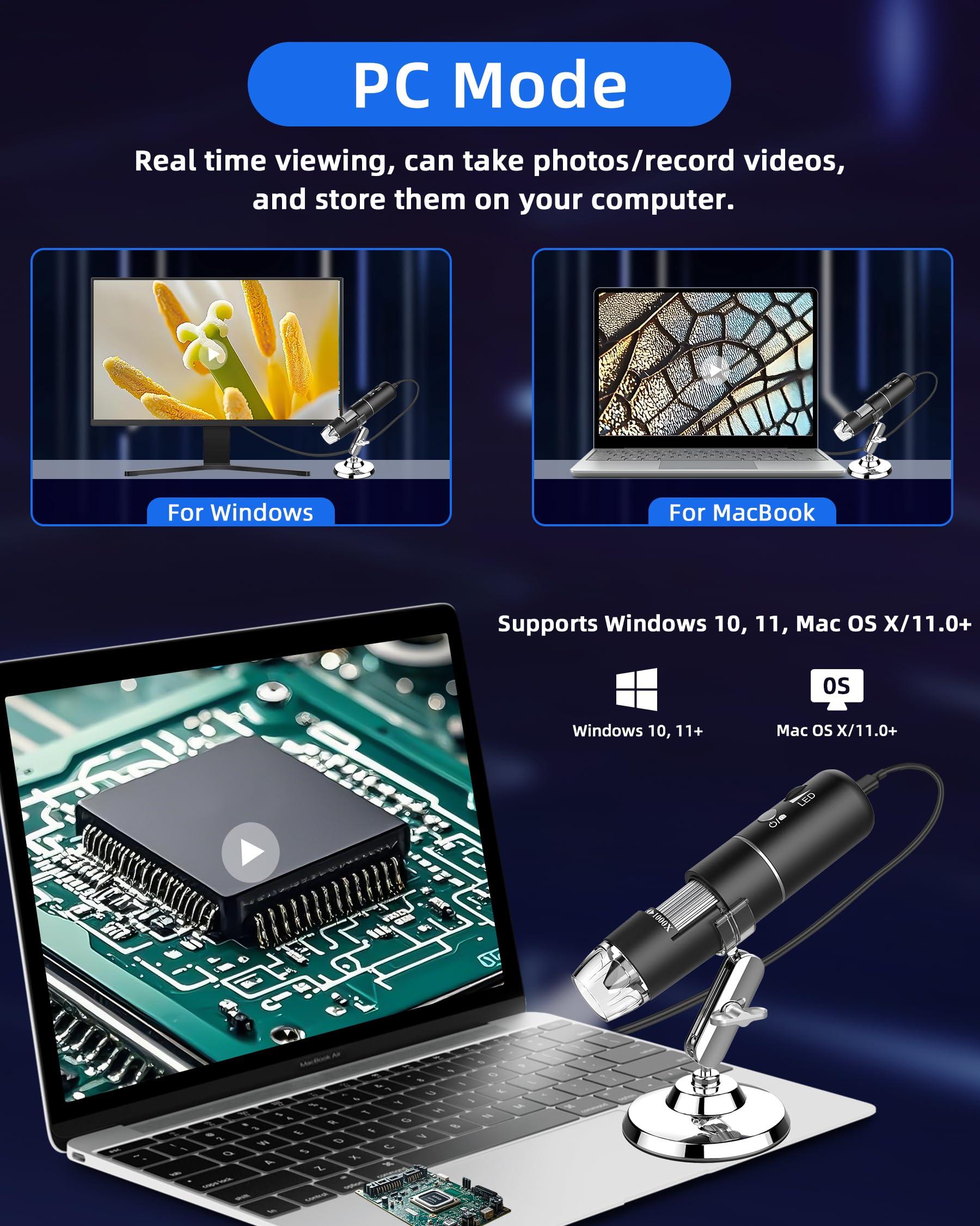 T TAKMLY Wireless Digital Microscope Handheld USB HD Inspection Camera Magnifying Glass with Light, 50x-1000x Magnification with Stand Compatible with iPhone, iPad, Samsung Galaxy, Android, PC - Image 5