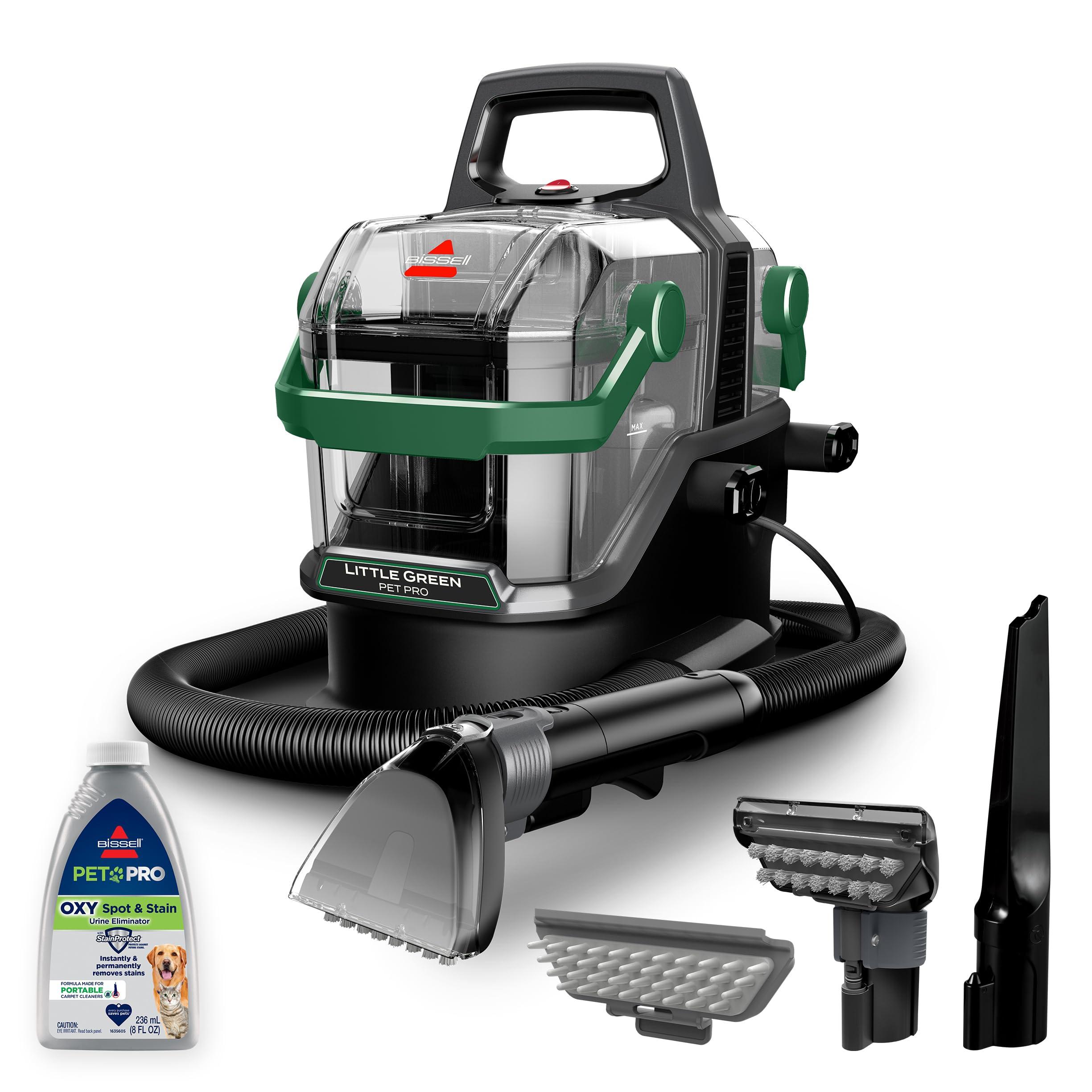 BISSELL Little Green Pet Pro Portable Carpet Cleaner Portable Carpet and Upholstery Deep Cleaner, Car/Auto Detailer, with Self-Cleaning Tough Stain Tool, Pet Hair Removal Tool, Crevice Tool (3909)
