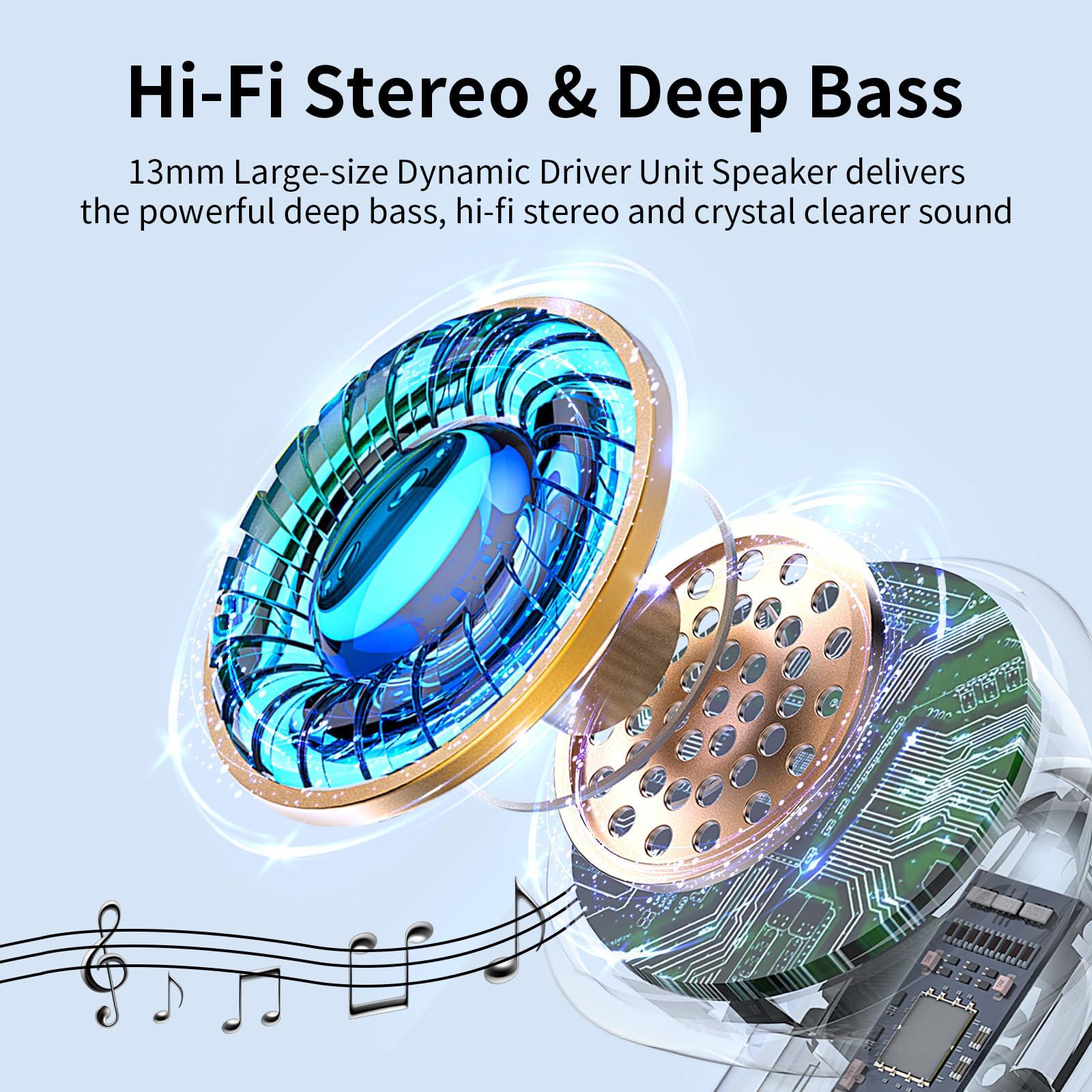 Wireless Earbuds, Bluetooth Headphones 5.4 HiFi Stereo, in Ear Earphones with 4 ENC Noise Cancelling Mics, 40H Playtime Ear Buds with Mini Case, IP7 Waterproof Headset with LED Display, USB C Charging - Image 3