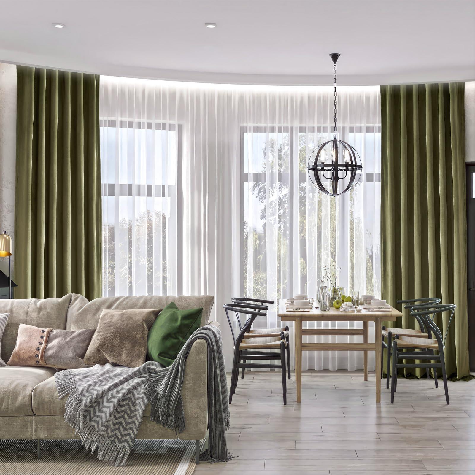 Topfinel Olive Green Velvet Curtains 84 Inches Long for Living Room,Blackout Thermal Insulated Curtains for Bedroom,Back Tab Modern Window Treatment for Living Room,52x84 Inch Length,Olive Green - Image 8