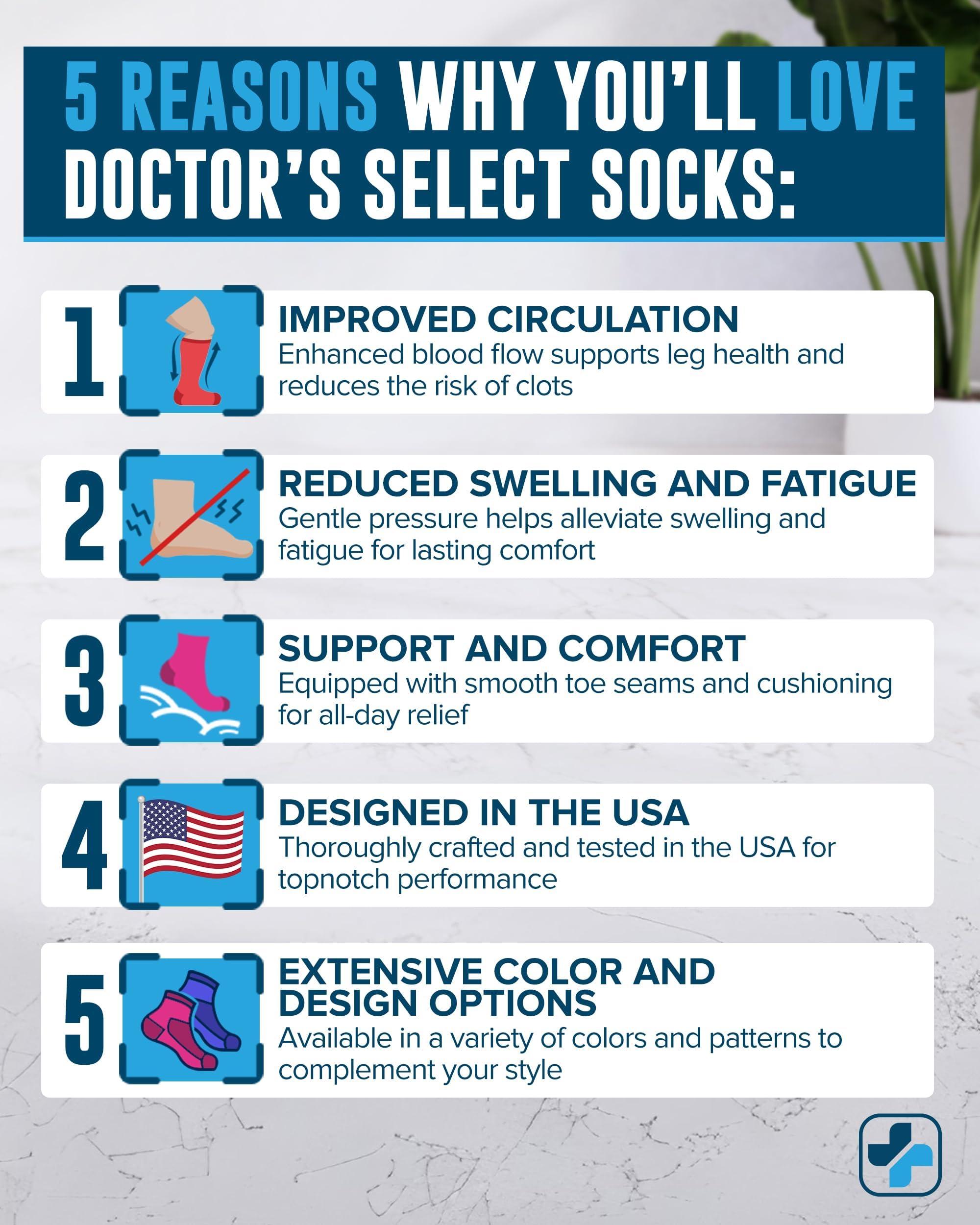 Doctor's Select 3 Pairs Plus Size Compression Socks Wide Calf | Bamboo Viscose Knee High Socks | Extra Wide Calf | Pink, Cobalt Blue, Grey (Black Stripes) - Image 5