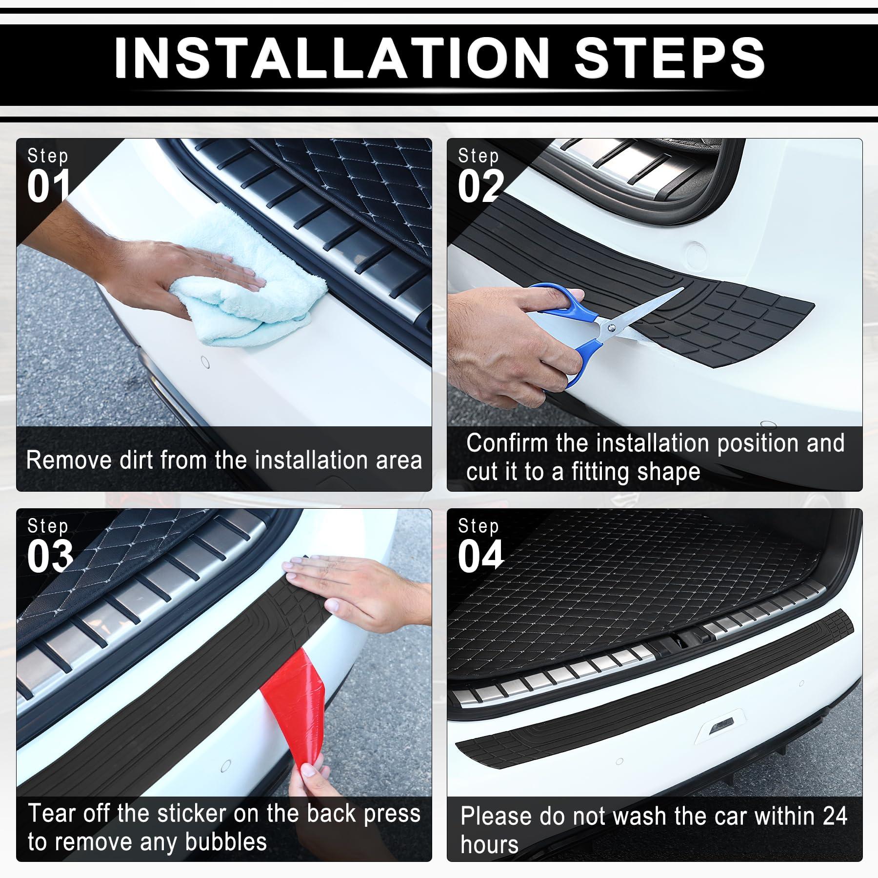 SINGARO Car Rear Bumper Protector, 41inch x3.4inch Car/SUV Universal Rubber Anti-Scratch Trunk Exterior Accessories - Image 4