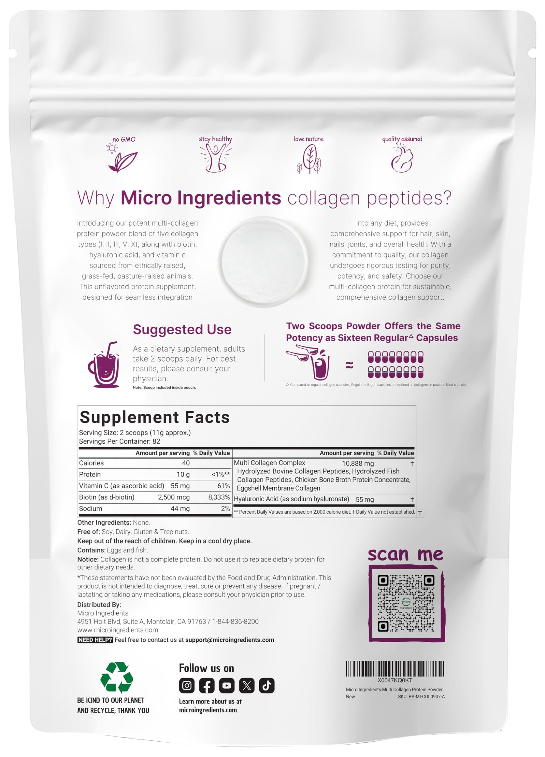 Multi Collagen Protein Powder, 2lbs – Hydrolyzed Collagen Peptides | Type I,II,III,V,X with Biotin 10000mcg, Hyaluronic Acid, Vitamin C – Unflavored – Keto & Paleo Friendly, Easy Dissolve, Non-GMO - Image 2