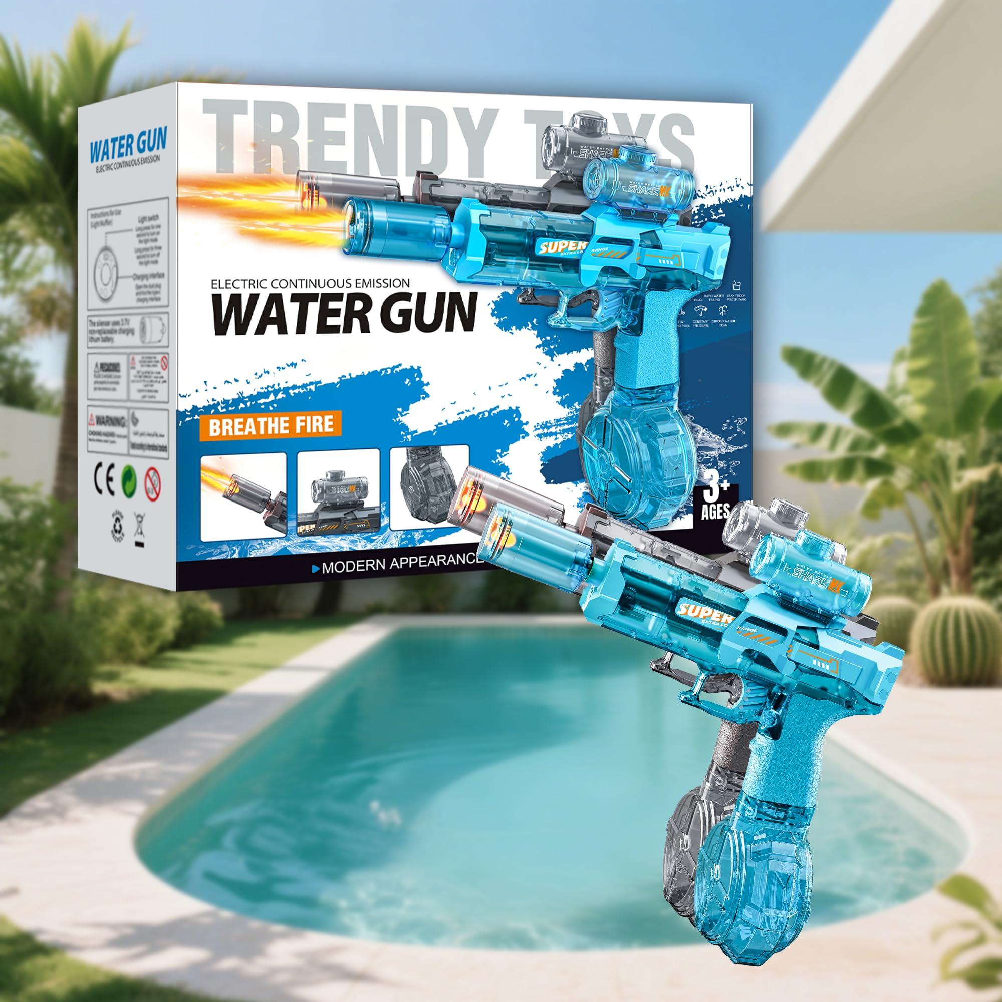 Electric Water Gun for Adults Kids, 2 Pack Automatic Squirt Watergun Pistol with Led Lights, Summer Outdoor Pool Beach Party Toys, Black and Blue - Image 10