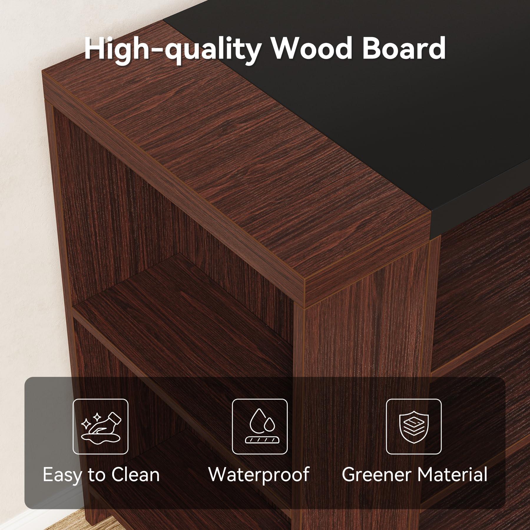 LITTLE TREE 55 Inches Modern Wooden Kitchen Island with Large Worktop & Leg Room, 4-Tier Storage Cabinet for Dining Room, Coffee Bar Table Cabinet for Living Room - Image 7