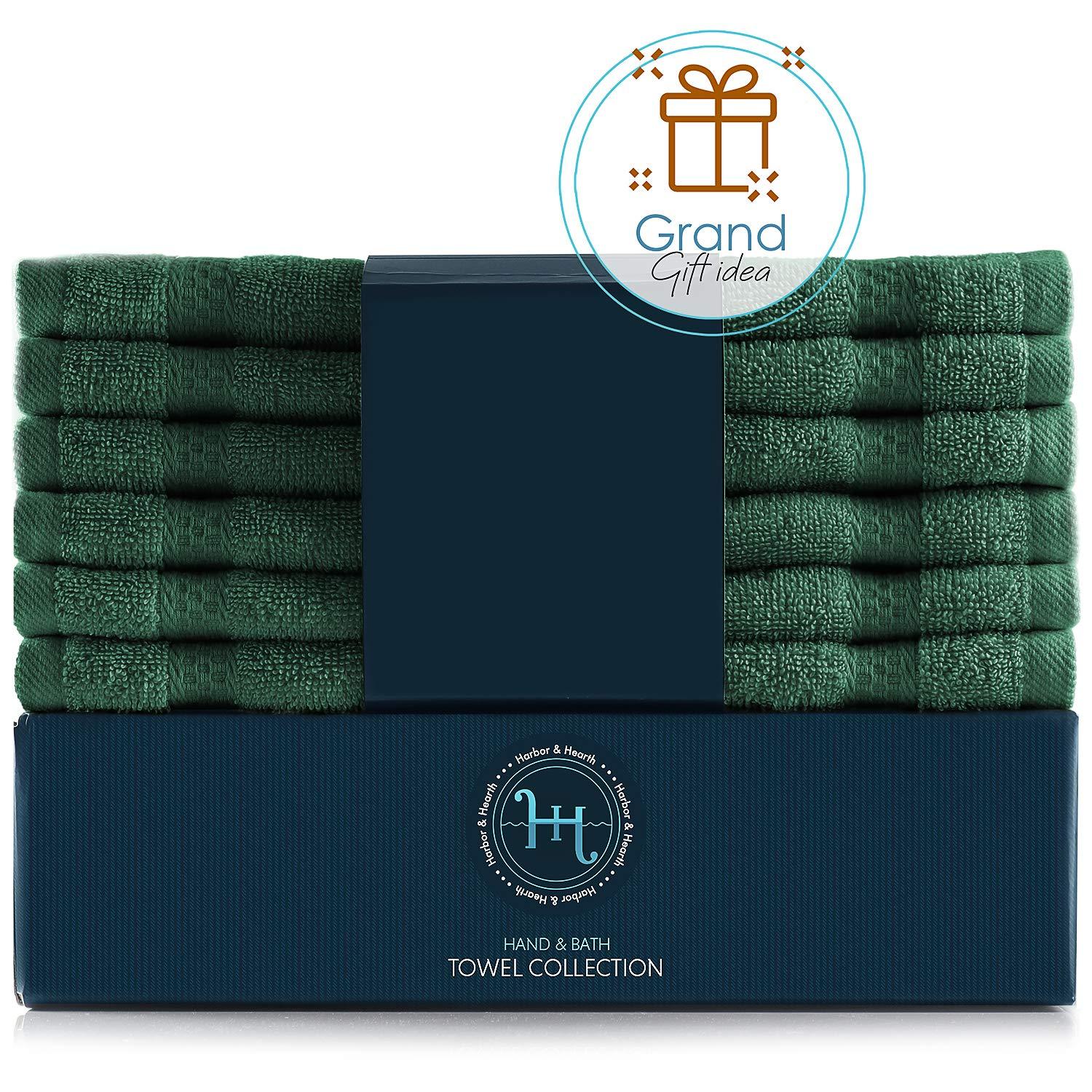 Hearth & Harbor Washcloths 12 Pack - 100% Cotton Washcloth for Body and face, High Absorbent and Soft 13"x13" Body Wash Cloth, Quick Dry - Hunter Green Washcloths - Image 8