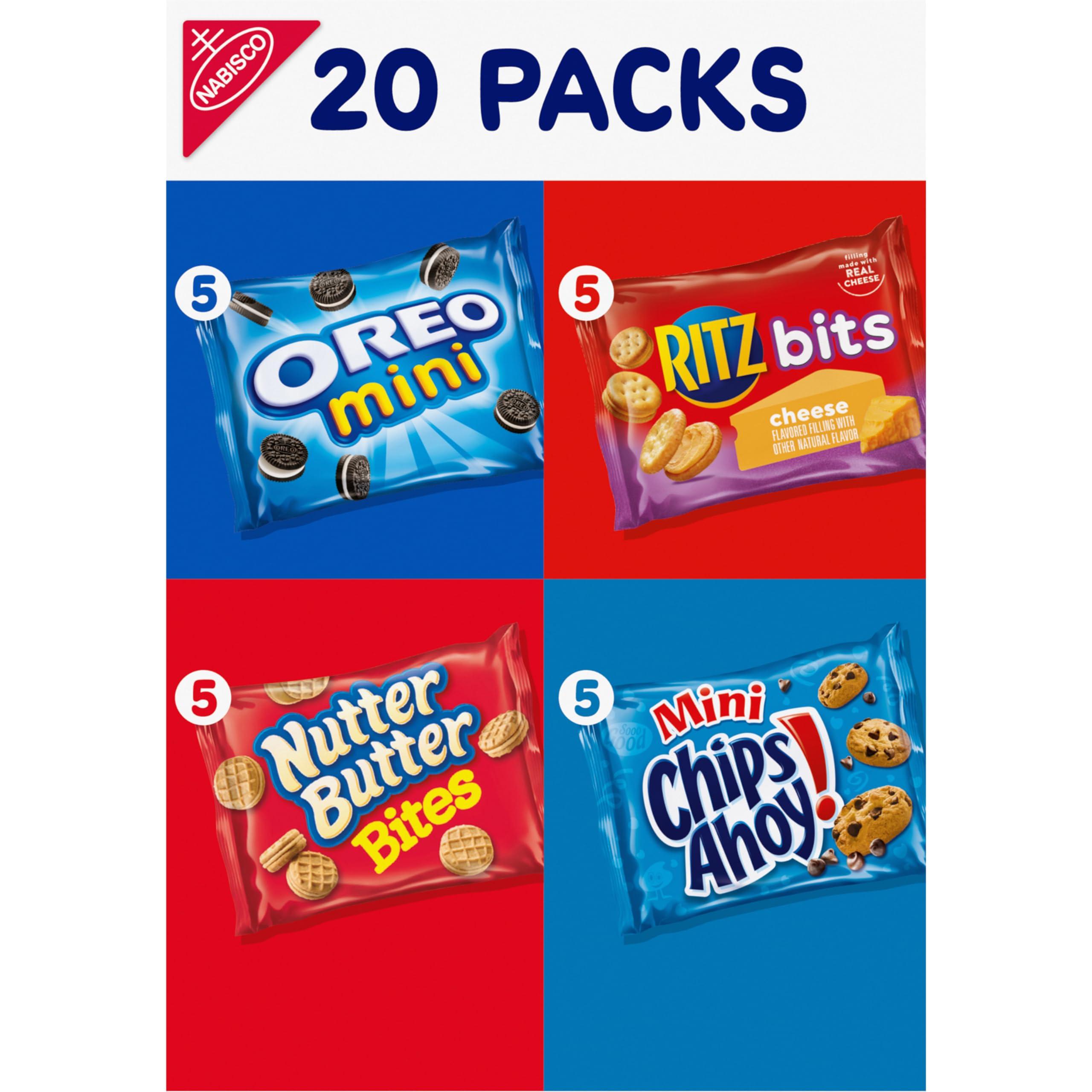 Nabisco Variety Pack OREO Mini, CHIPS AHOY! Mini, Nutter Butter Bites, RITZ Bits Cheese, 20 - 1 oz Snack Packs (Packaging May Vary) - Image 13