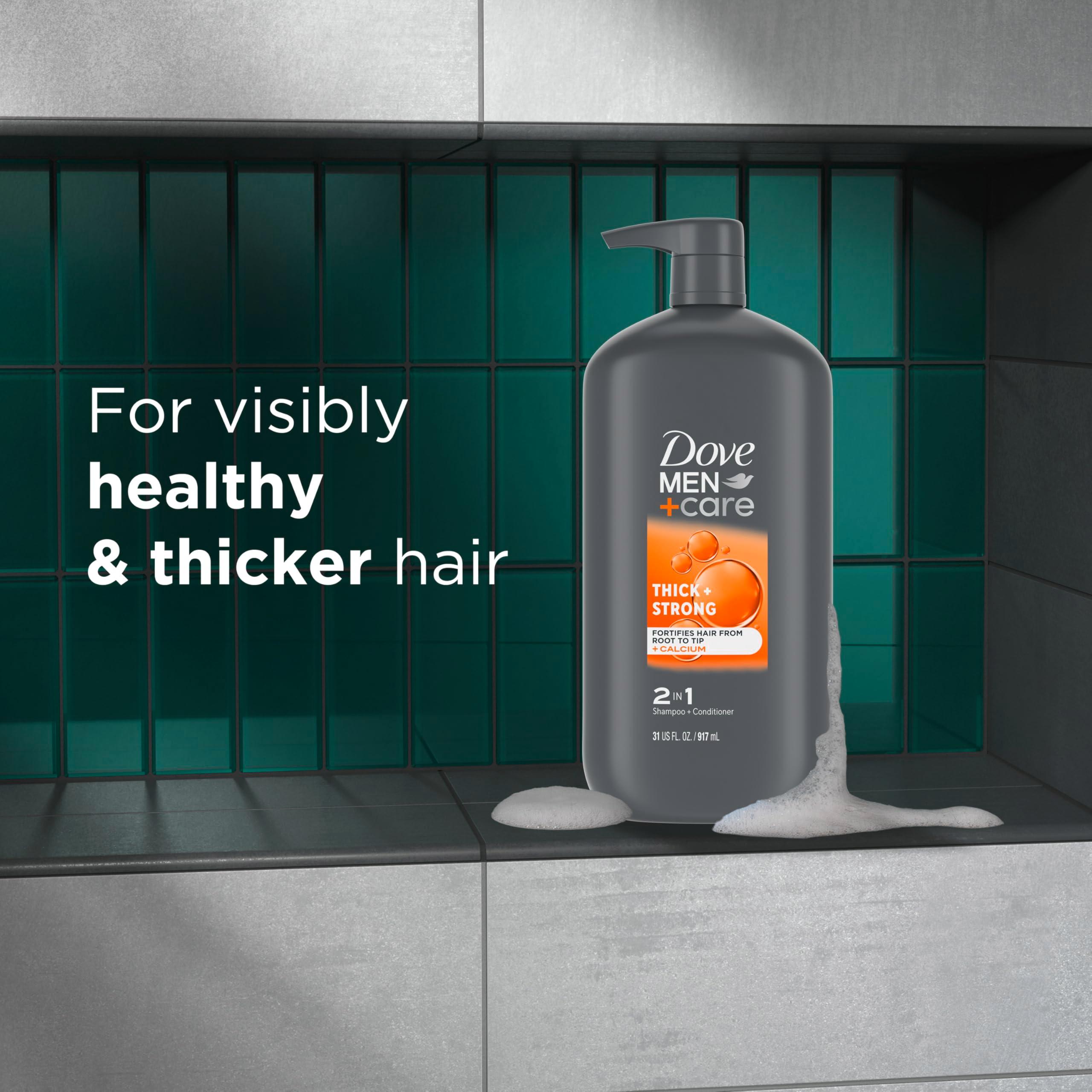 DOVE MEN + CARE 2-in-1 Shampoo + Conditioner Thick + Strong for Fortifying Hair from Root to Tip, with Calcium, 31 oz - Image 5
