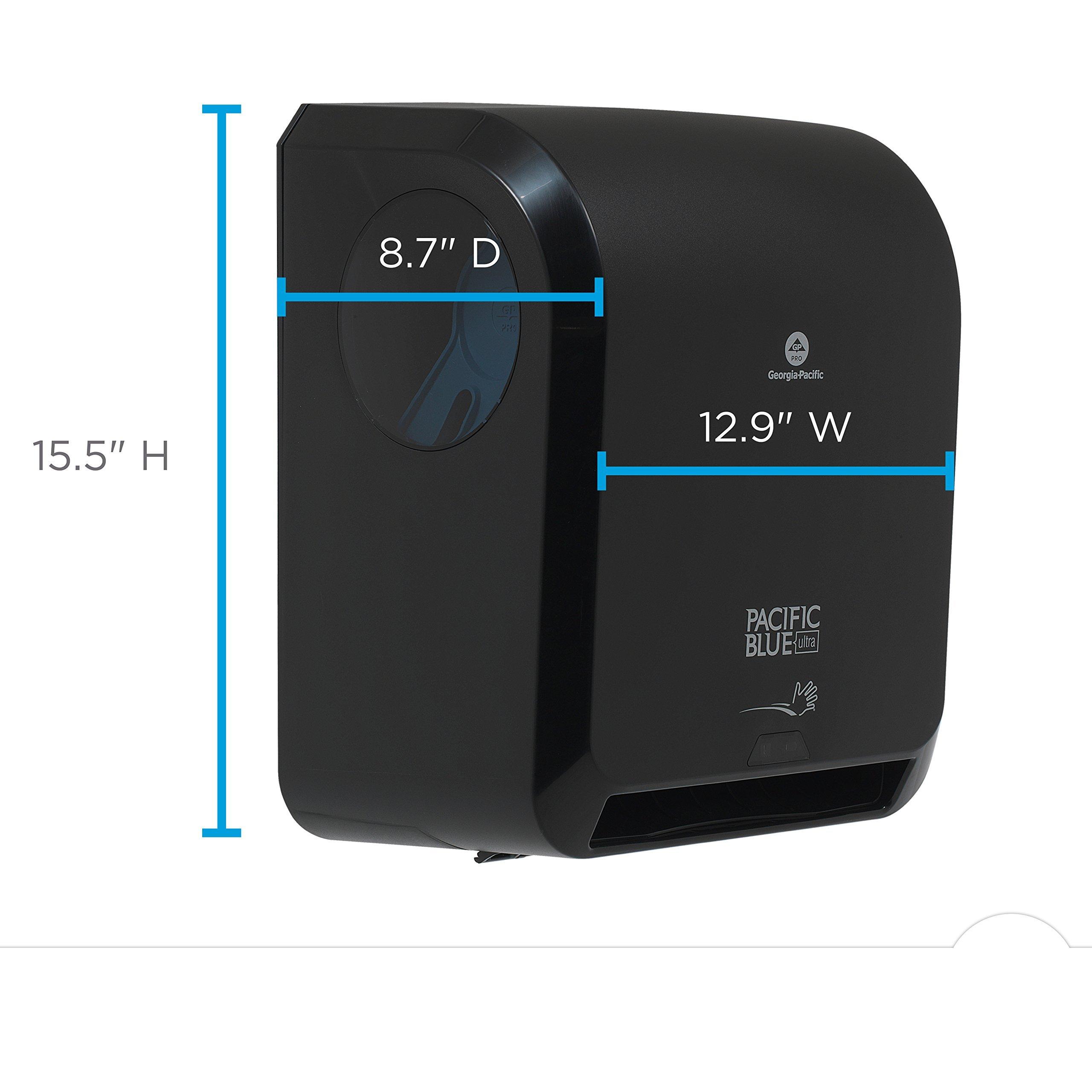 Pacific Blue Ultra 8" High-Capacity Automated Touchless Paper Towel Dispenser by GP PRO (Georgia-Pacific); Black; 59590; 12.9" W x 9" D x 16" H; 1 Dispenser - Image 3