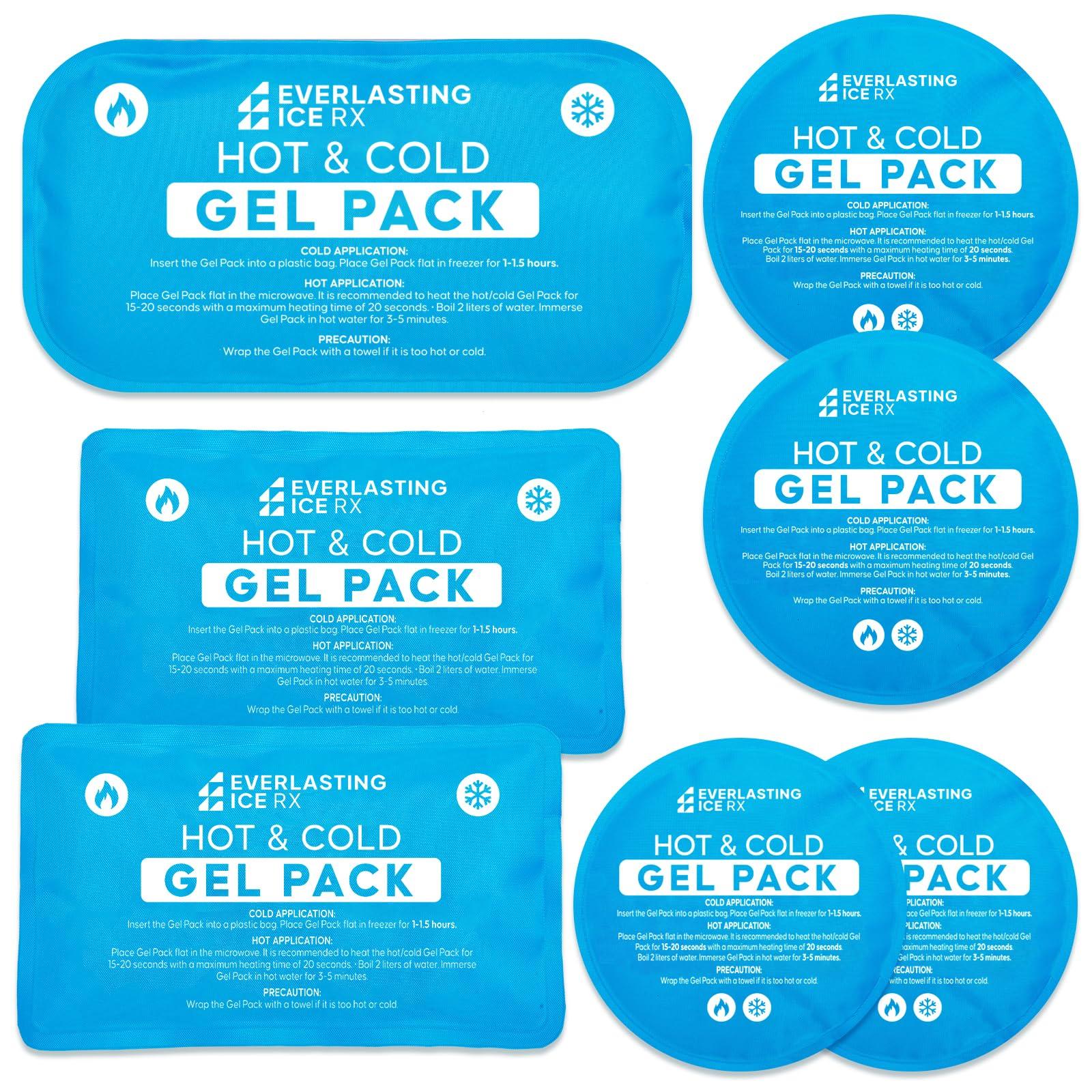 Reusable Hot and Cold Gel Ice Packs for Injuries - 7 Pack Variety Gel Ice Pack Set - Hot and Cold Therapy Solution for Injuries, Cold Packs for Pain Relief - Ice Packs for Injuries Reusable