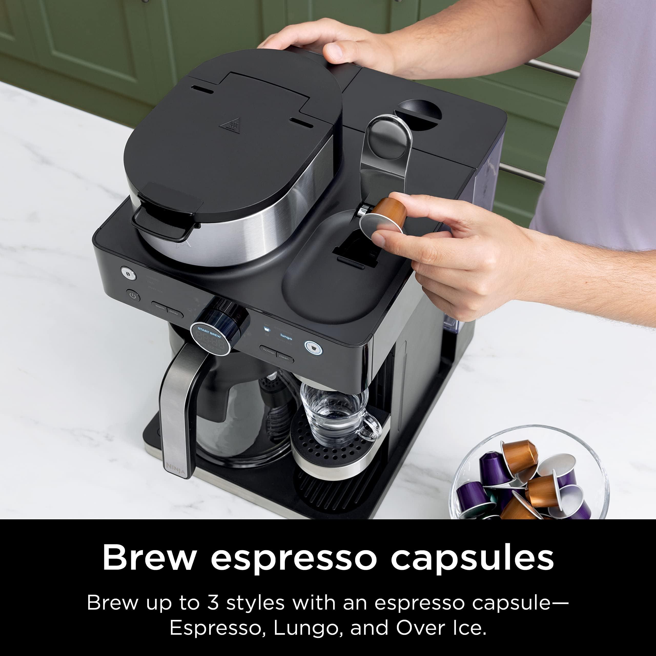 Ninja Espresso & Coffee Maker & Barista System, 3 Espresso Brew Styles, Single-Serve Coffee & Nespresso Capsule Compatible, Built-in Frother, Espresso, Cappuccino & Latte Maker, Black, CFN601 - Image 4