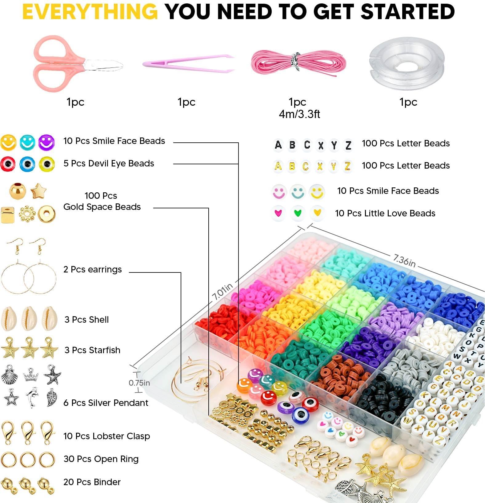 Dowsabel Clay Beads Bracelet Making Kit for Beginner, 5000 Pcs Preppy Polymer Clay Beads with Charms Kit for Jewelry Making, DIY Arts and Crafts Birthday Gifts Toys for Kids Age 6-13 - Image 5