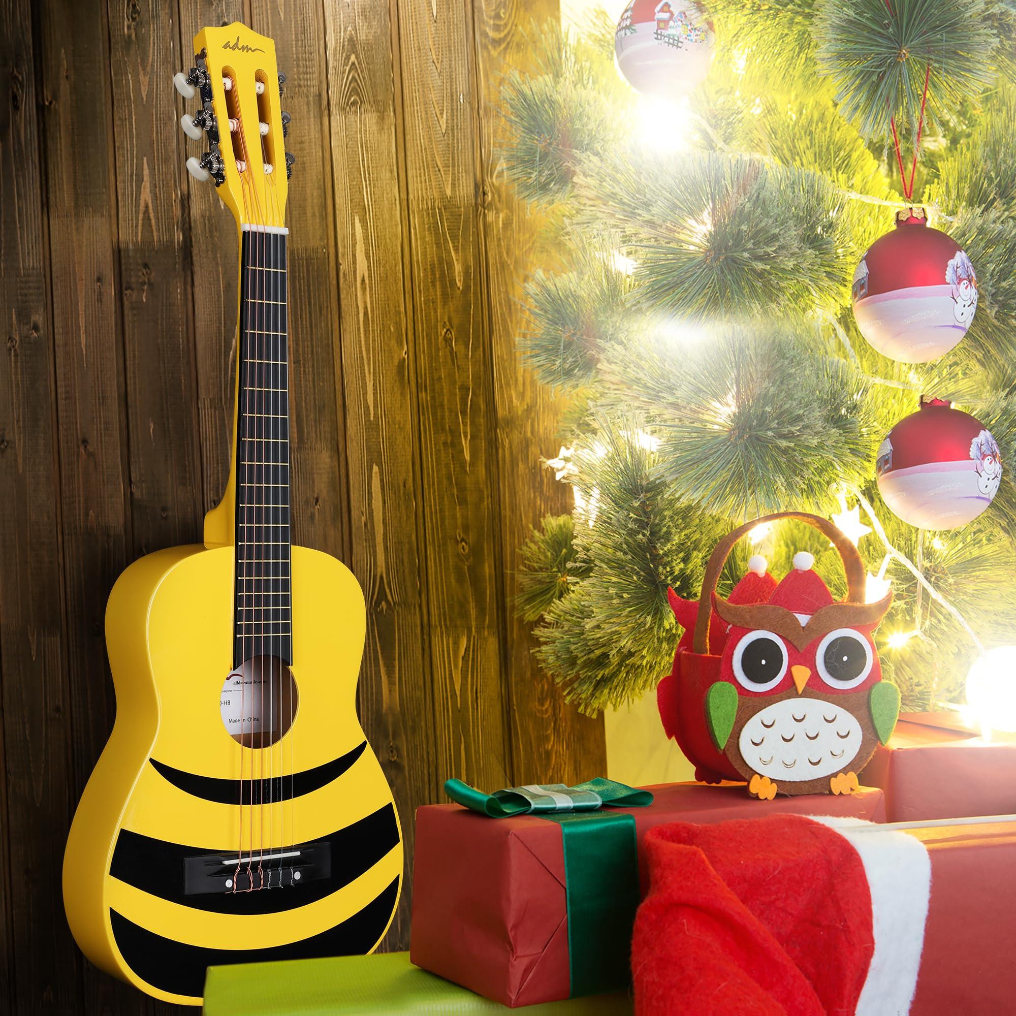 ADM Beginner Acoustic Classical Guitar Nylon Strings Wooden Guitar Bundle Kit for Kid Boy Girl Student Youth Guitarra Online Lessons with Starter Accessories (30 Inch, Honey Bee) - Image 4