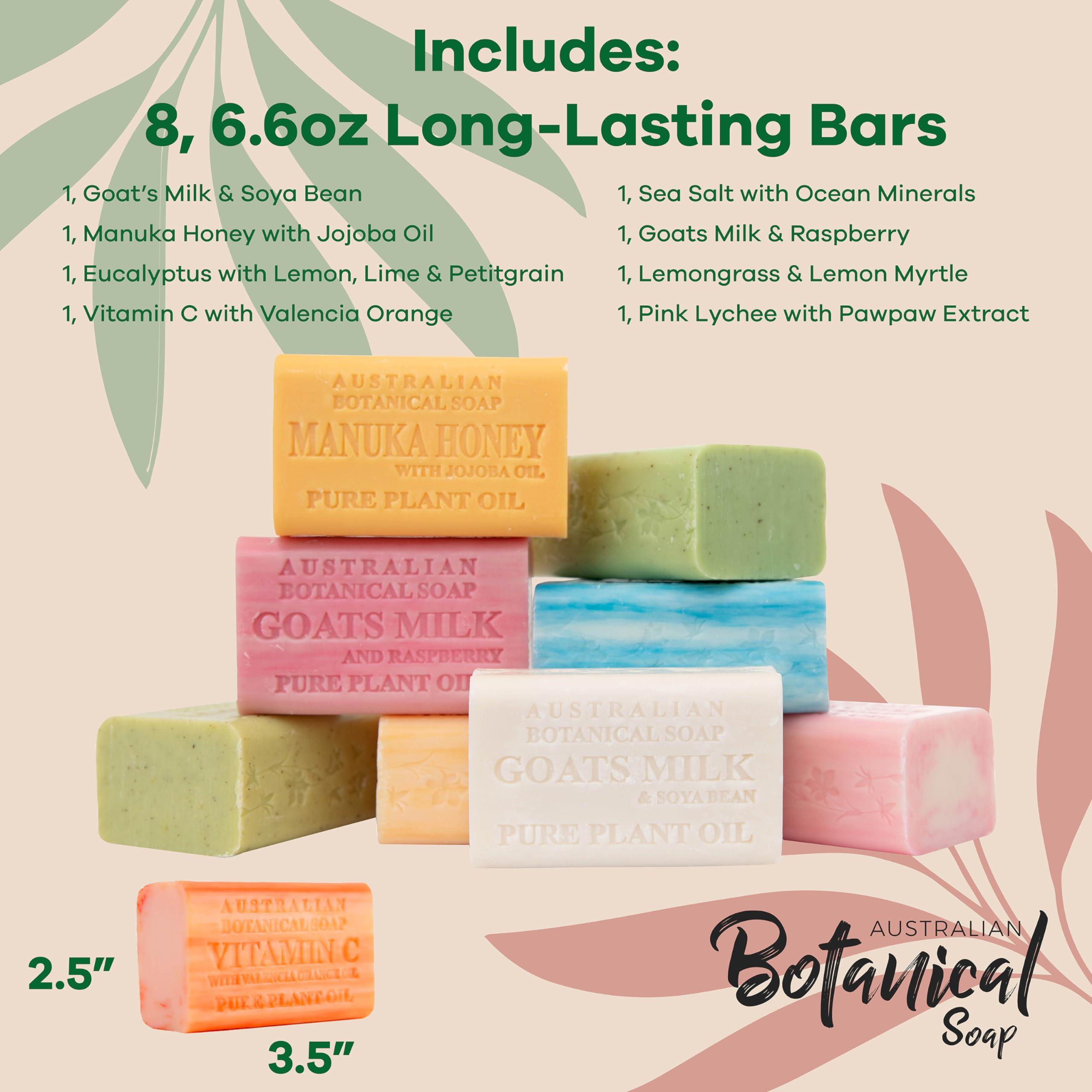 Australian Botanical Soap, 6.6 OZ, Triple Milled Bars with Pure Plant Oil, Natural Soap Base, Enriched with Organic Shea Butter, for Men, Women, All Skin Types, Variety Pack of 8, Packaging May Vary - Image 4