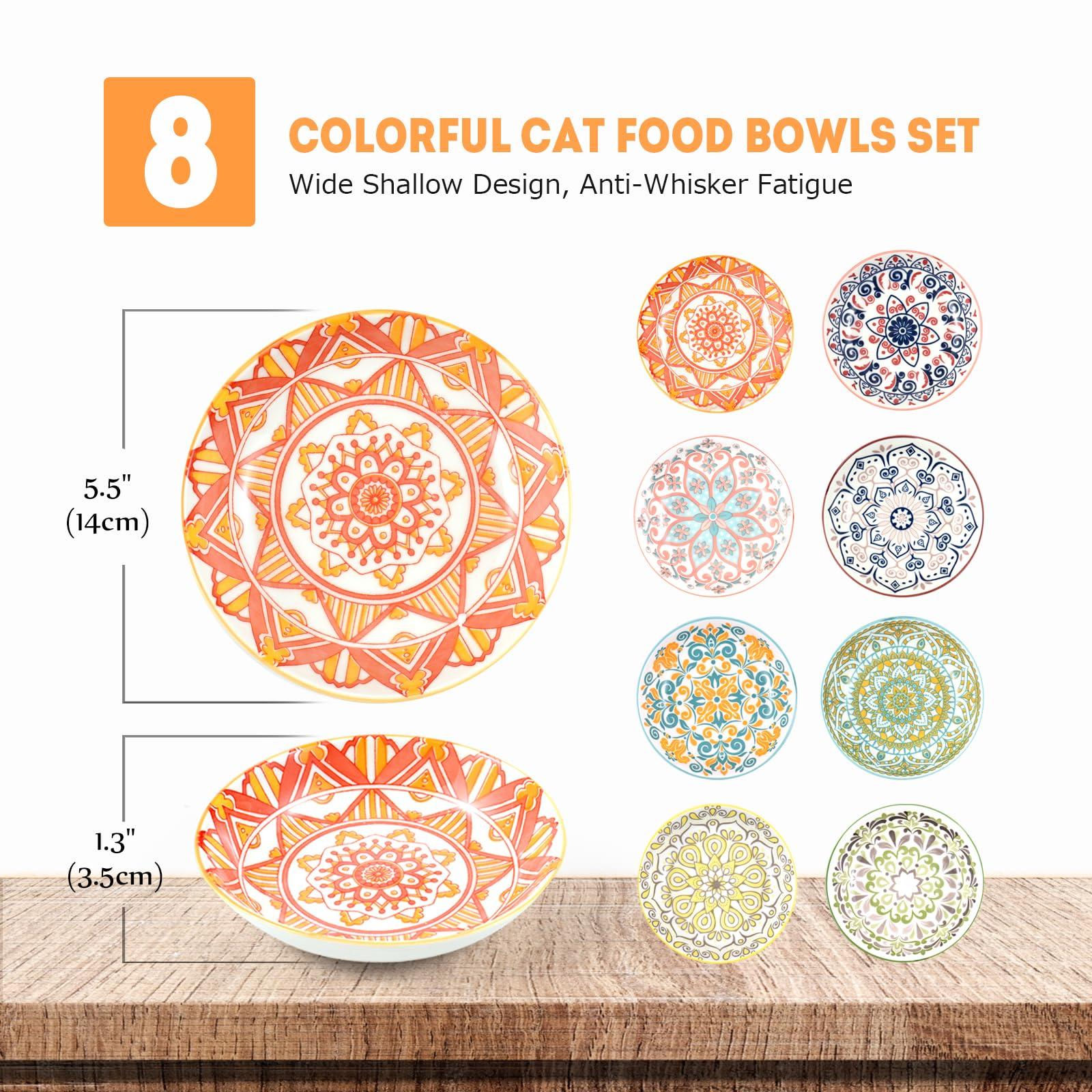 Cat Food Bowls for Indoor Cats Ceramic Cat Bowls Whisker Friendly Cat Dishes for Food and Water 5.5 Inches Kitten Bowls Cute Cat Feeding Bowls Set Cat Wet Food Bowl Set Shallow Cat Plate - Image 2