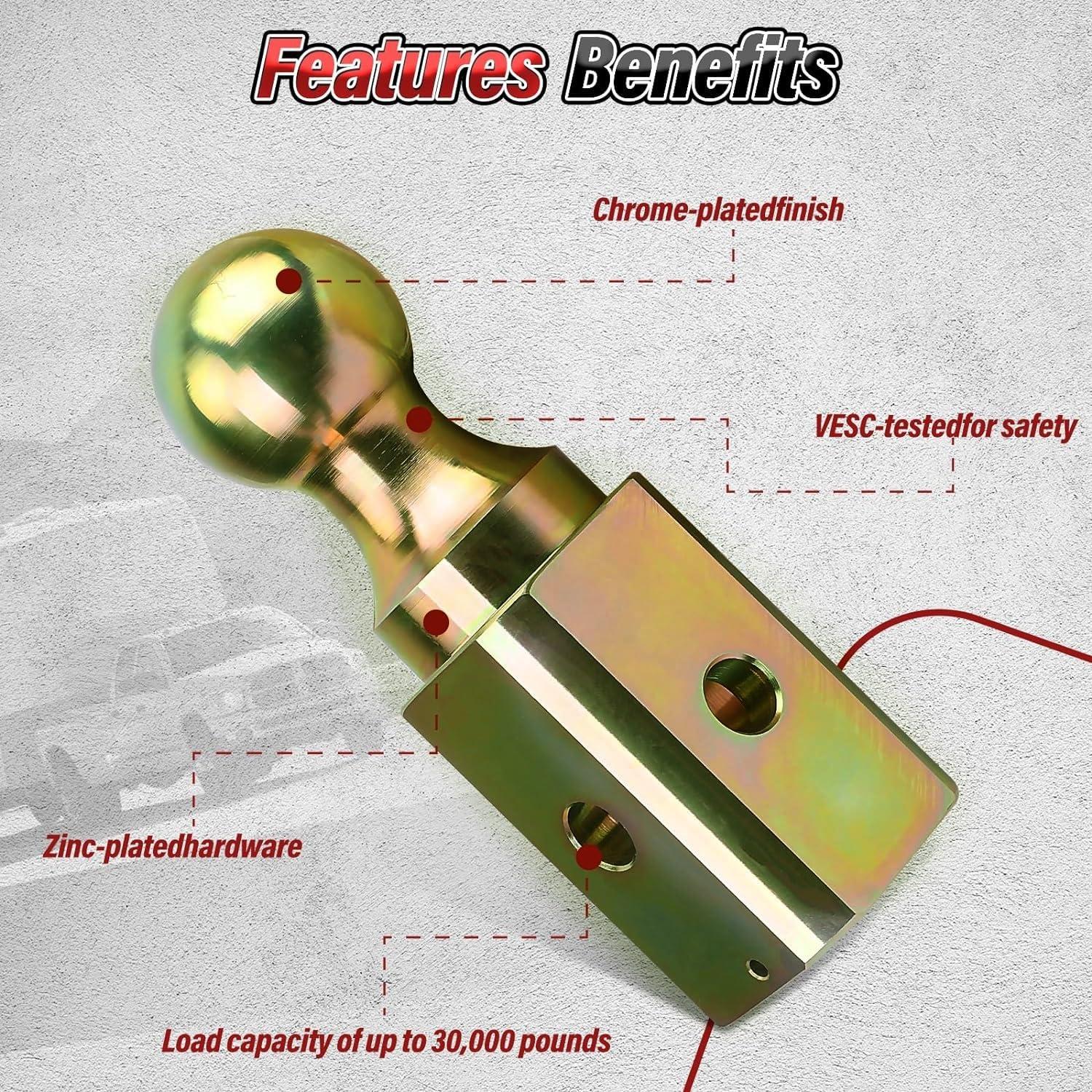 Fexhull GNXA2000 Gooseneck Turn Over Ball 2-5/16" Fit for B&W Trailer Hitches, Gooseneck Hitch Ball - Image 5