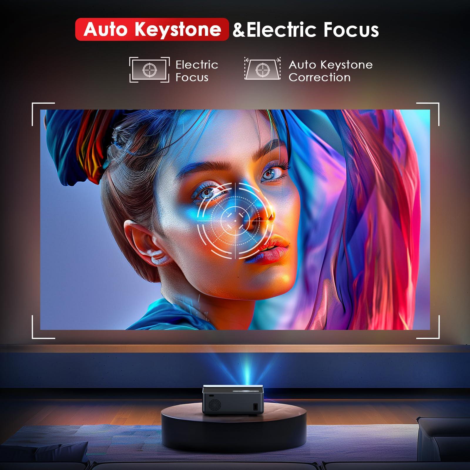 [Electric Focus] Projector with Wifi and Bluetooth, 22000L Auto Keystone Outdoor Projector 4K Support, JOWLURK Native 1080p Movie Projector for iOS/Android/TV Stick/HDMI/USB/Laptop/PS5 - Image 2