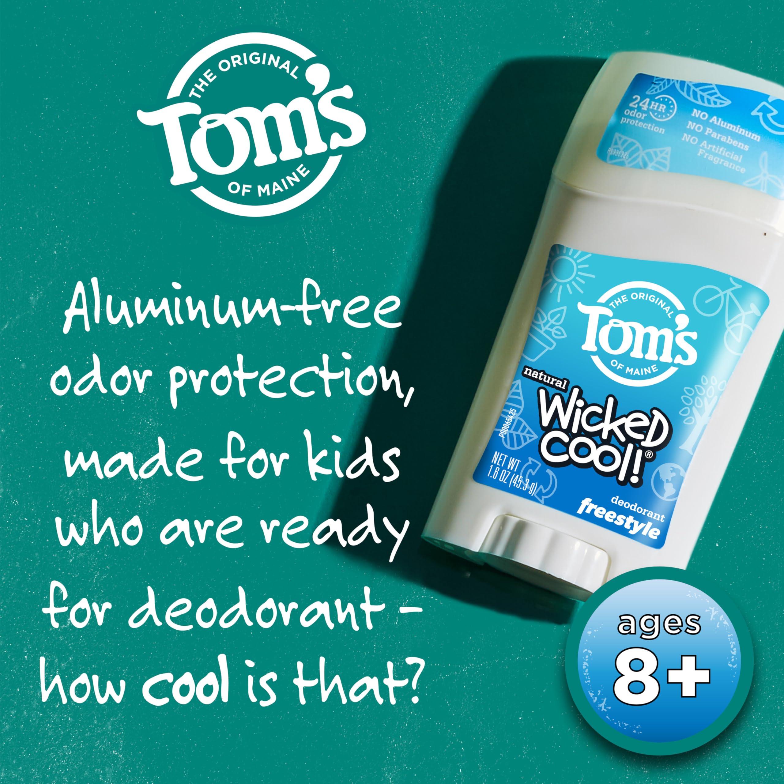 Tom’s of Maine Freestyle Wicked Cool! Natural Deodorant for Tweens, Aluminum Free Deodorant Stick, 1.6 oz (3 Pack) - Image 3