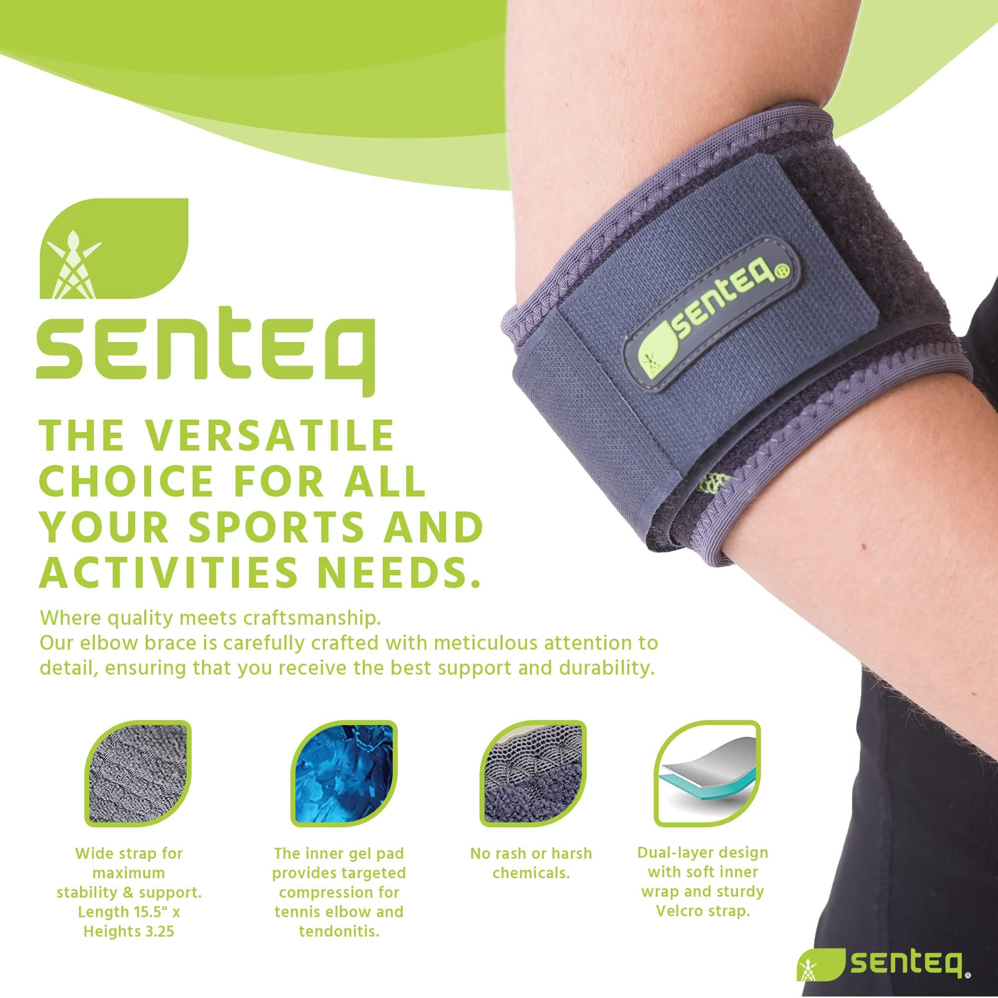 SENTEQ Elbow Brace Support Strap - Forearm Compression Sleeve, Tennis Elbow Brace for Men and Women, Fit Wrap Band for Weightlifting, Tennis, Golf Pressure Relief & Sports Injury Recovery, 1ct, 1-Pack - Image 3