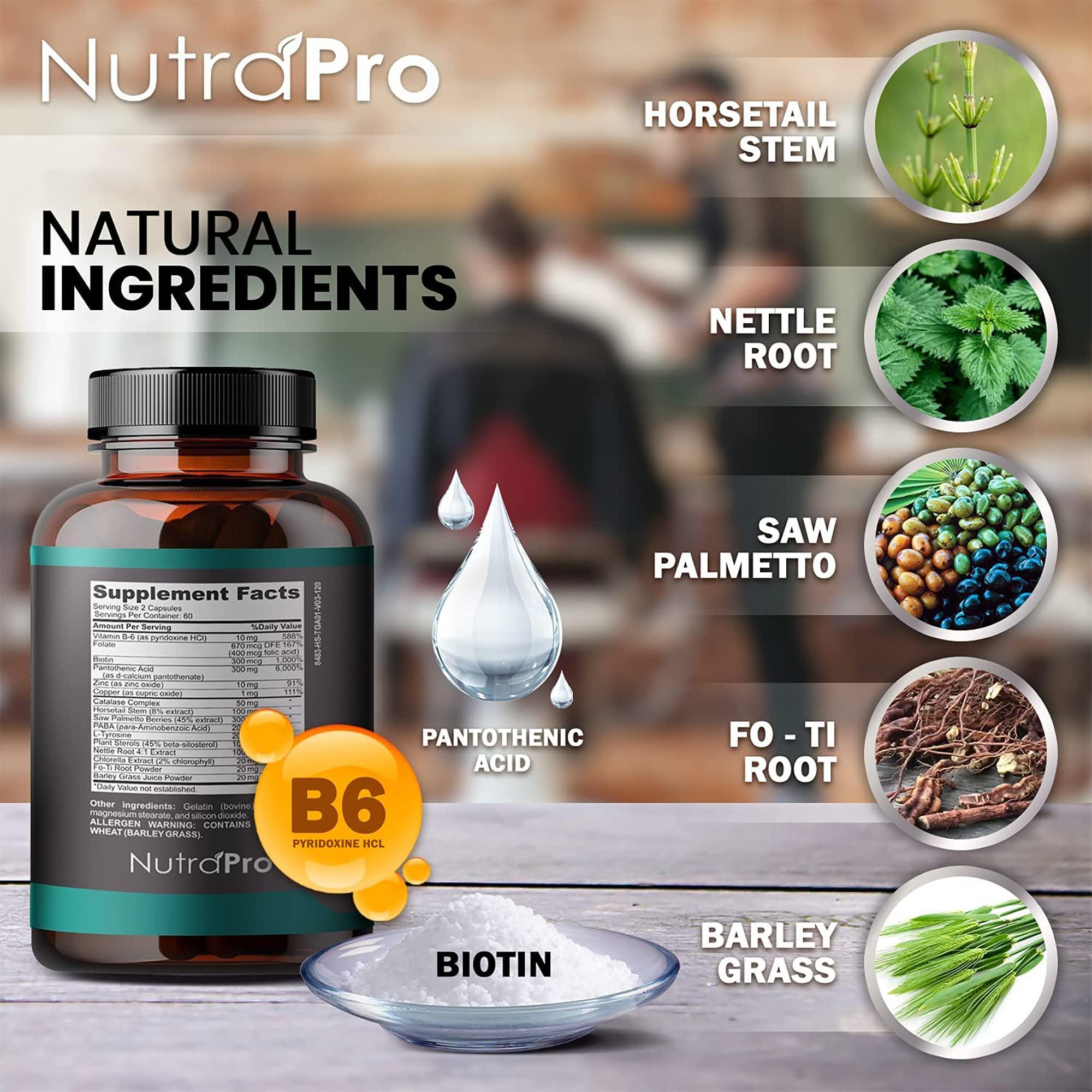 Hair Growth Vitamins For Men - Anti Hair Loss Pills. Regrow Hair & Beard Growth Supplement For Volumize, Thicker Hair.Stop Hair Loss And Thinning Hair With Biotin & Saw Palmetto Hair Vitamins.120 Caps - Image 5