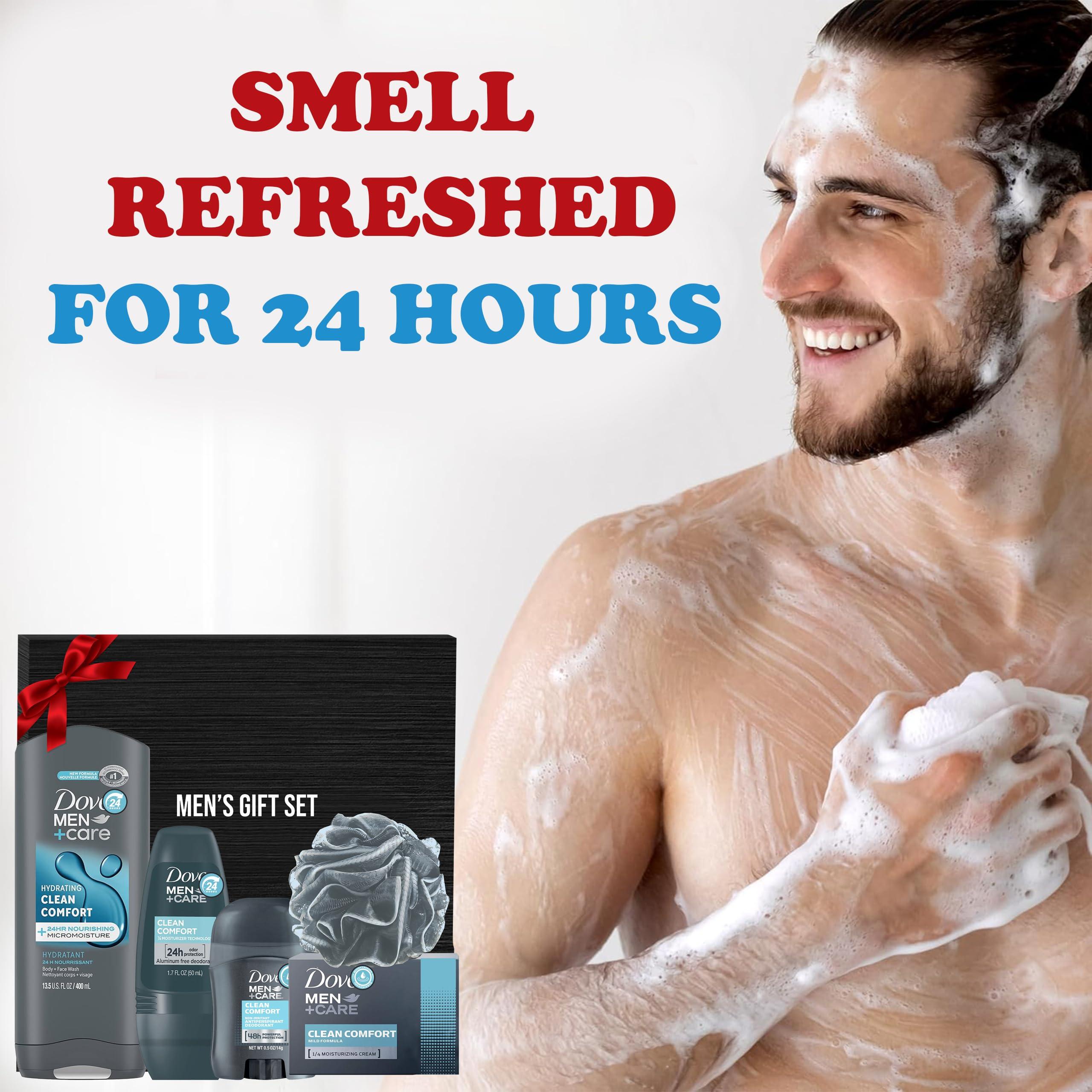 Men+Care Father's Day Gift Set, 5 Piece Set, Men Body Wash Clean Comfort, Clean Comfort Deodorant Stick, Clean Comfort Deodorant Roll On, Clean Comfort Bar Soap,Men's Shower Pouf, Gift Box - Image 6