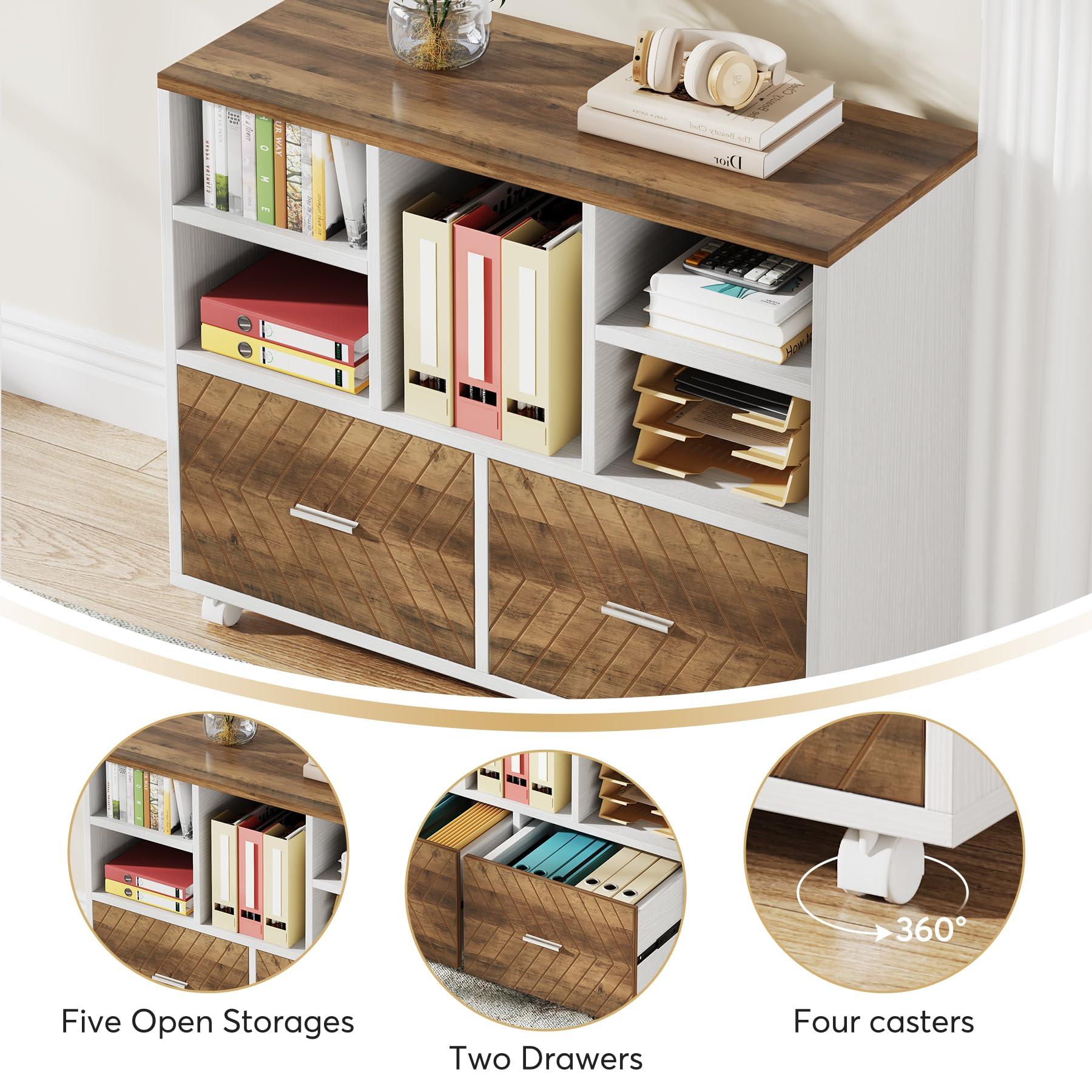 Tribesigns L-Shaped Executive Desk with Reversible File Cabinet, 63" Office Desk with Storage Drawers, Computer Desk Set (Oak Karo & White) - Image 6