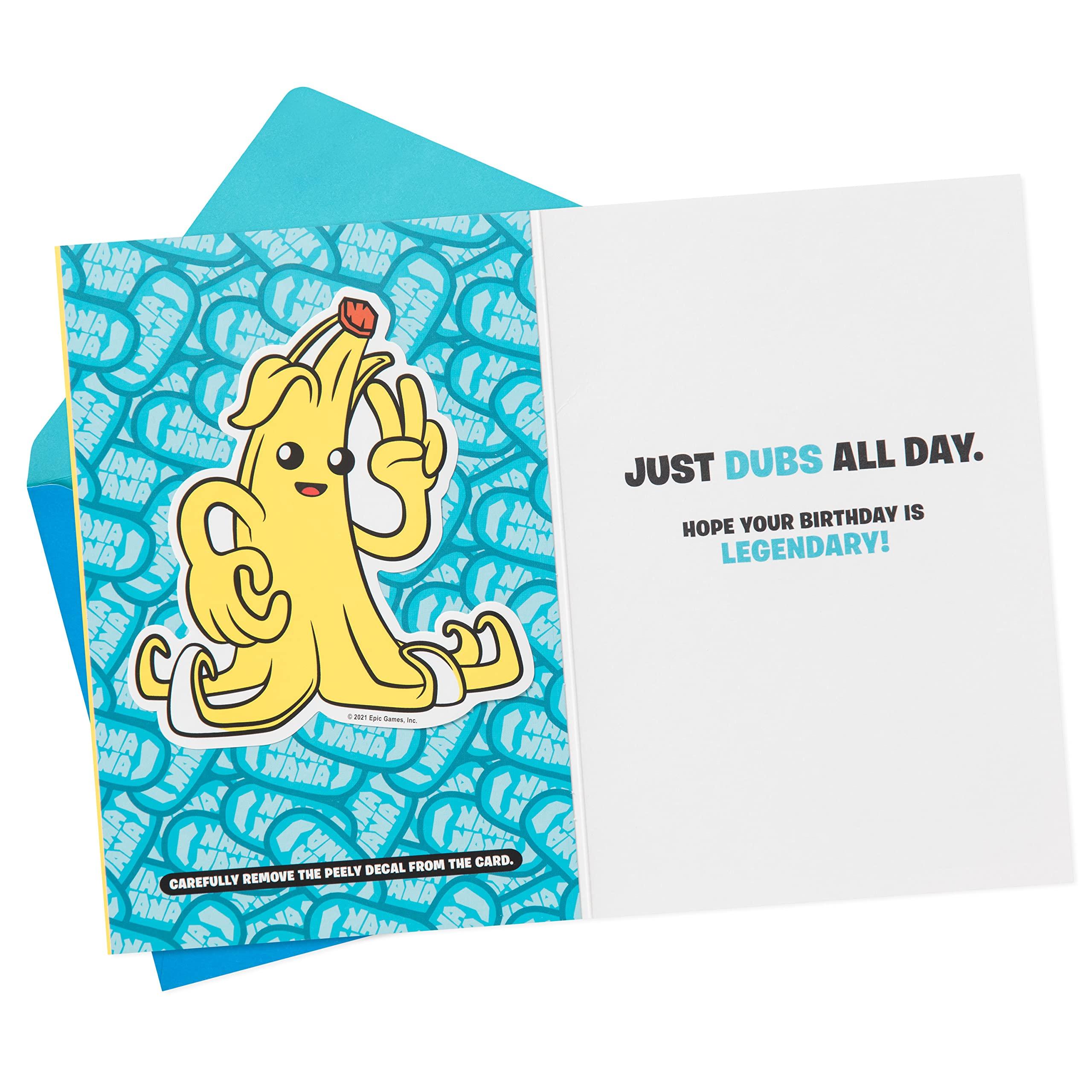 Hallmark Fortnite Birthday Card for Kids with Decal (Peely) - Image 2