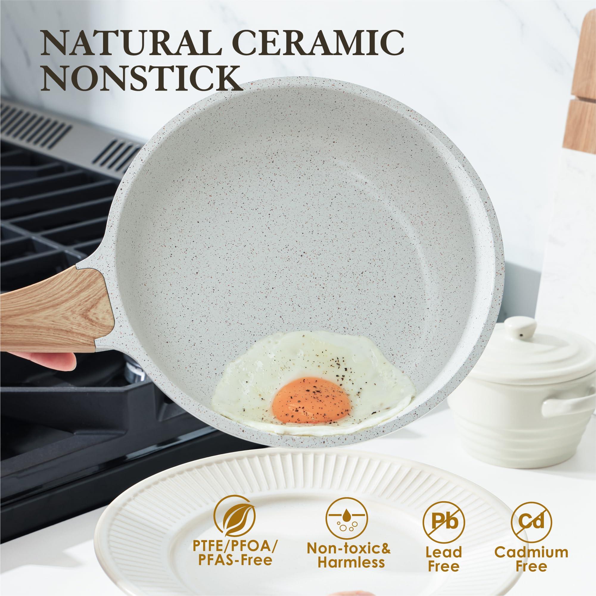 SENSARTE Nonstick Ceramic Frying Pan Skillet, 9.5 Inch Omelet Pan, Healthy Non Toxic Chef Pan, Induction Compatible Egg Pan with Heat Resistant Handle, PFAS-Free - Image 3