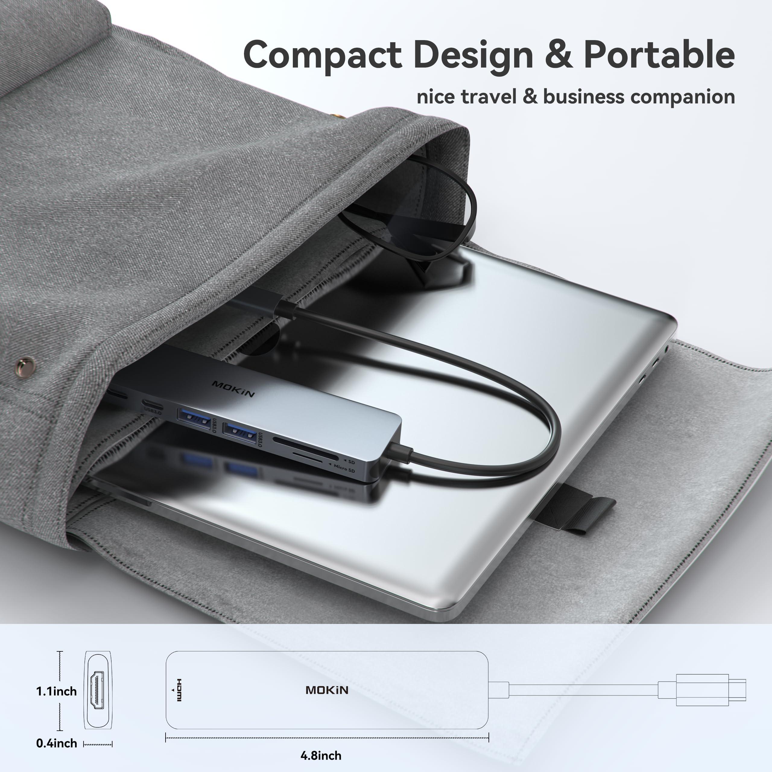 USB C Hub HDMI Adapter for MacBook Pro/Air, MOKiN 7 in 1 USB C Dongle with HDMI, SD/TF Card Reader, USB C Data Port,100W PD, and 2 USB 3.0 Compatible for MacBook Pro/Air, Dell XPS, Lenovo Thinkpad. - Image 7