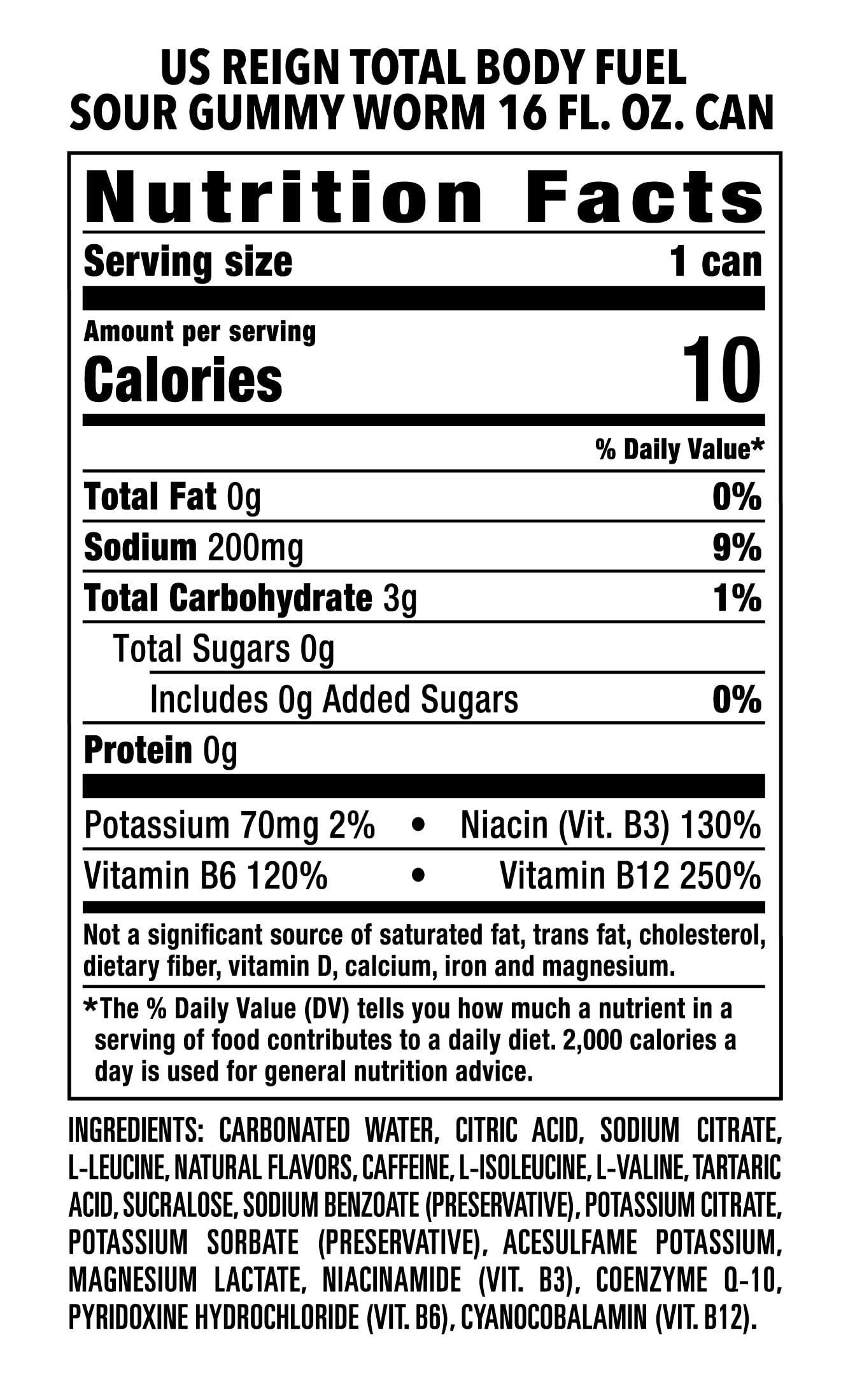 Reign Total Body Fuel, Sour Gummy Worm, Fitness & Performance Drink, 16 Fl Oz (Pack of 12) - Image 2