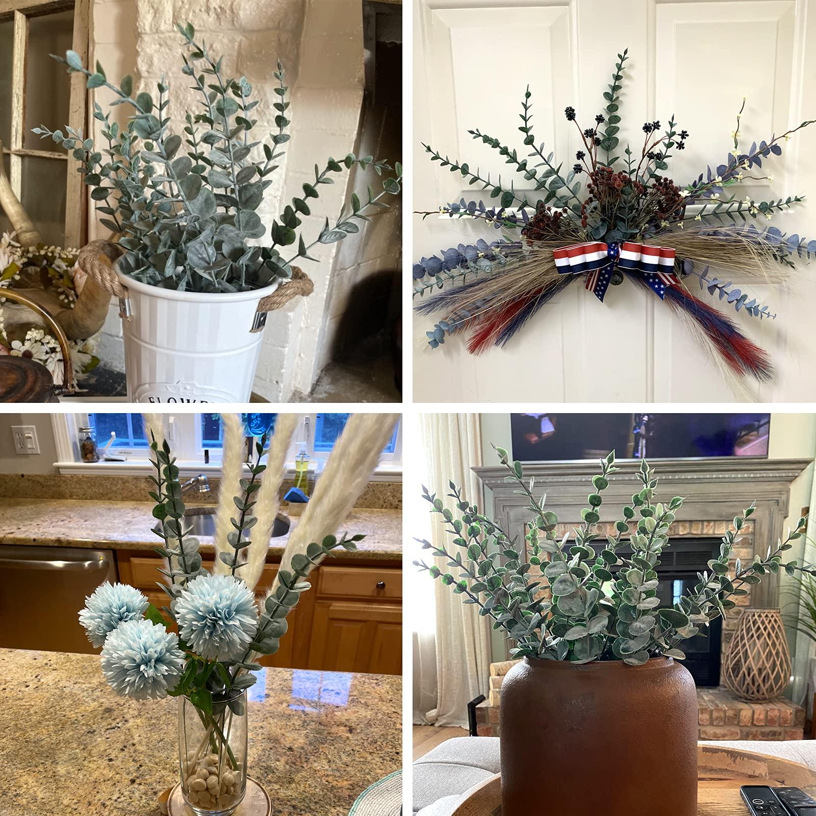 CEWOR 24pcs Eucalyptus Stems Artificial Eucalyptus Leaves Fake Greenery Branches Fake Flowers for Wedding Centerpiece Spring Easter Farmhouse Home Decoration - Image 6
