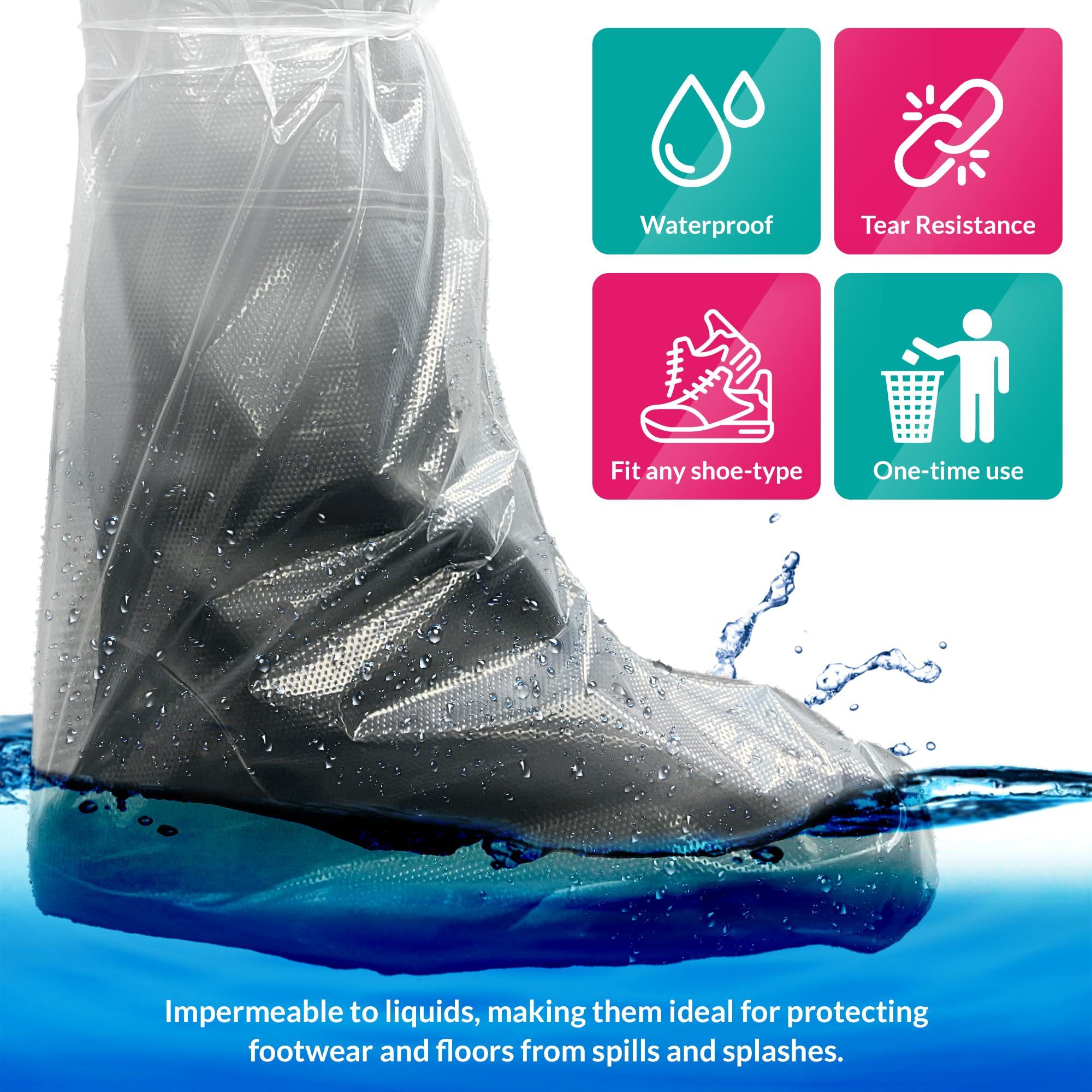 ABC Waterproof Disposable Boot Covers, XL Size. Pack of 100 Clear Disposable Booties for Shoes Covers. Disposable Shoe Covers for Indoors Non Slip. Shoe Booties Disposable Non Slip - Image 4