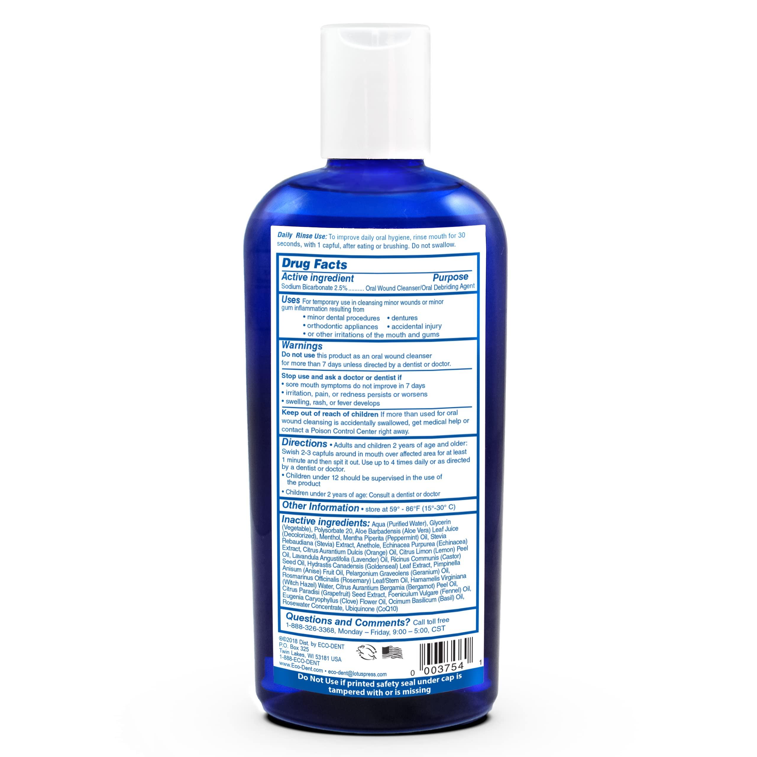Eco-Dent Alcohol-Free Mouthwash, Mint - Ultimate Essential MouthCare, Oral Care Mouth Wash for Adults, Baking Soda Mouth Rinse with CoQ10/Herbs/Essential Oils, 8 Fl Oz (Pack of 6) - Image 2