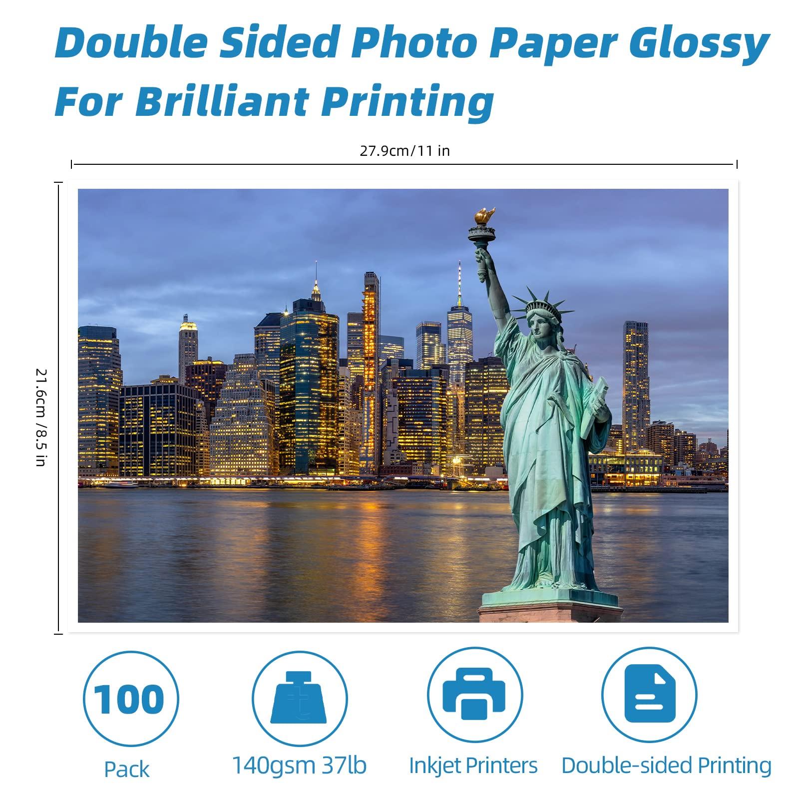 Uinkit 100 sheets Brochure Paper Glossy Double Sided 8.5x11 Inkjet 37lb 140gsm Dye ink Thin Photo Picture Flyer Calendar Magazine CD Cover letter - Image 2