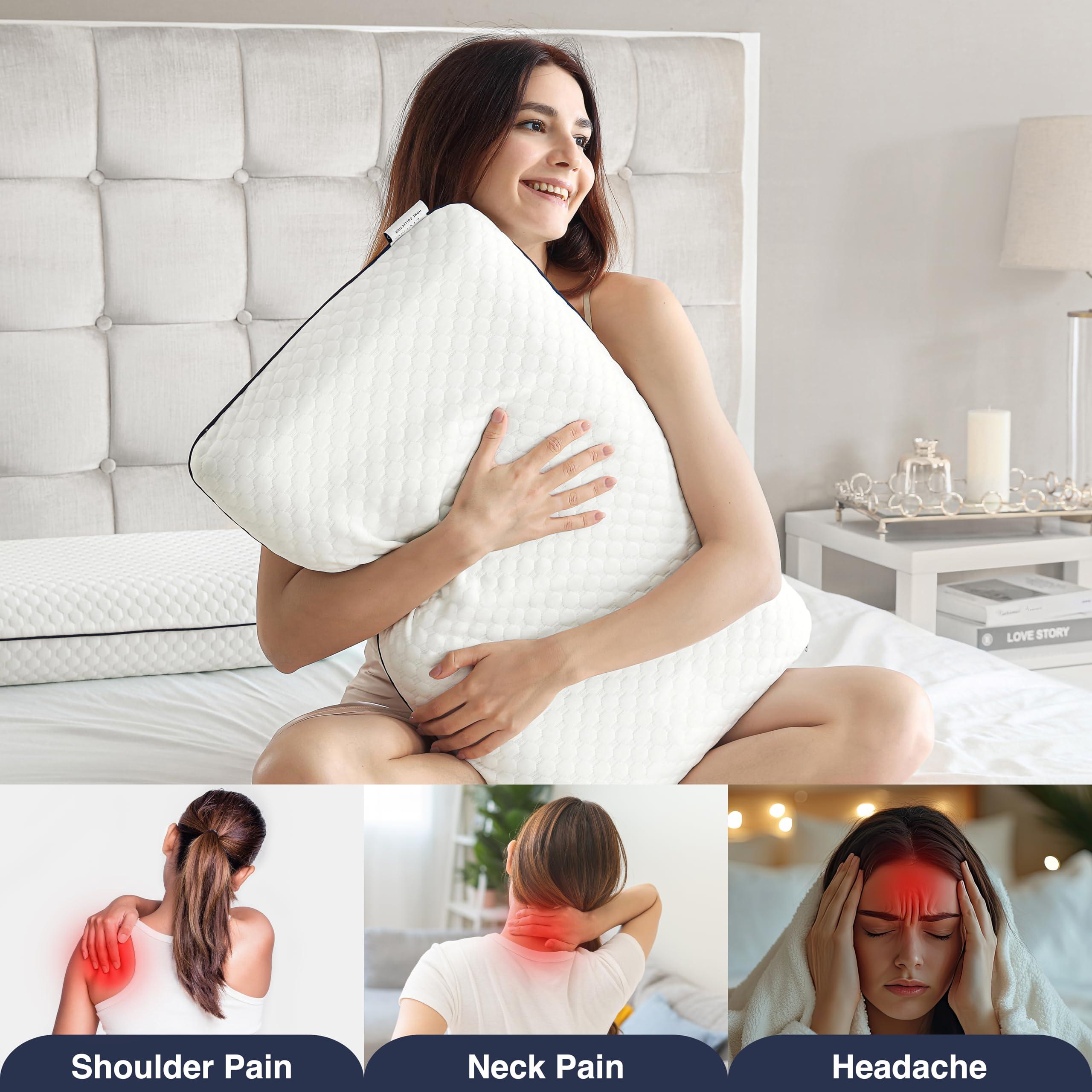 Casual Living Memory Foam Pillow Queen Size Bed Pillow Insert with Hypoallergenic Removable Machine Washable Cover for Back Stomach and Side Sleepers, Queen 16-inch x 29-inch, White - Image 5