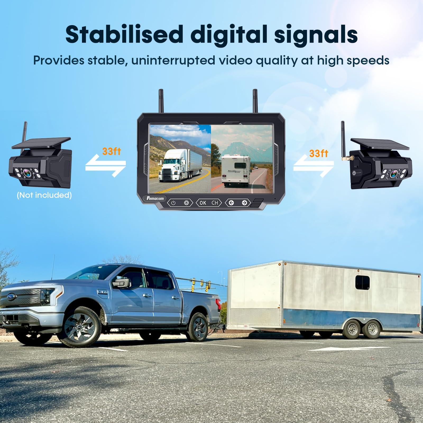 Magnetic Solar Wireless Backup Camera: 7" Portable 1 Min Easy Install Scratch-Proof No Delay Backup Camera for Truck Rechargeable HD 1080P for Trailer Small RV Camper Pemacom P15 - Image 4