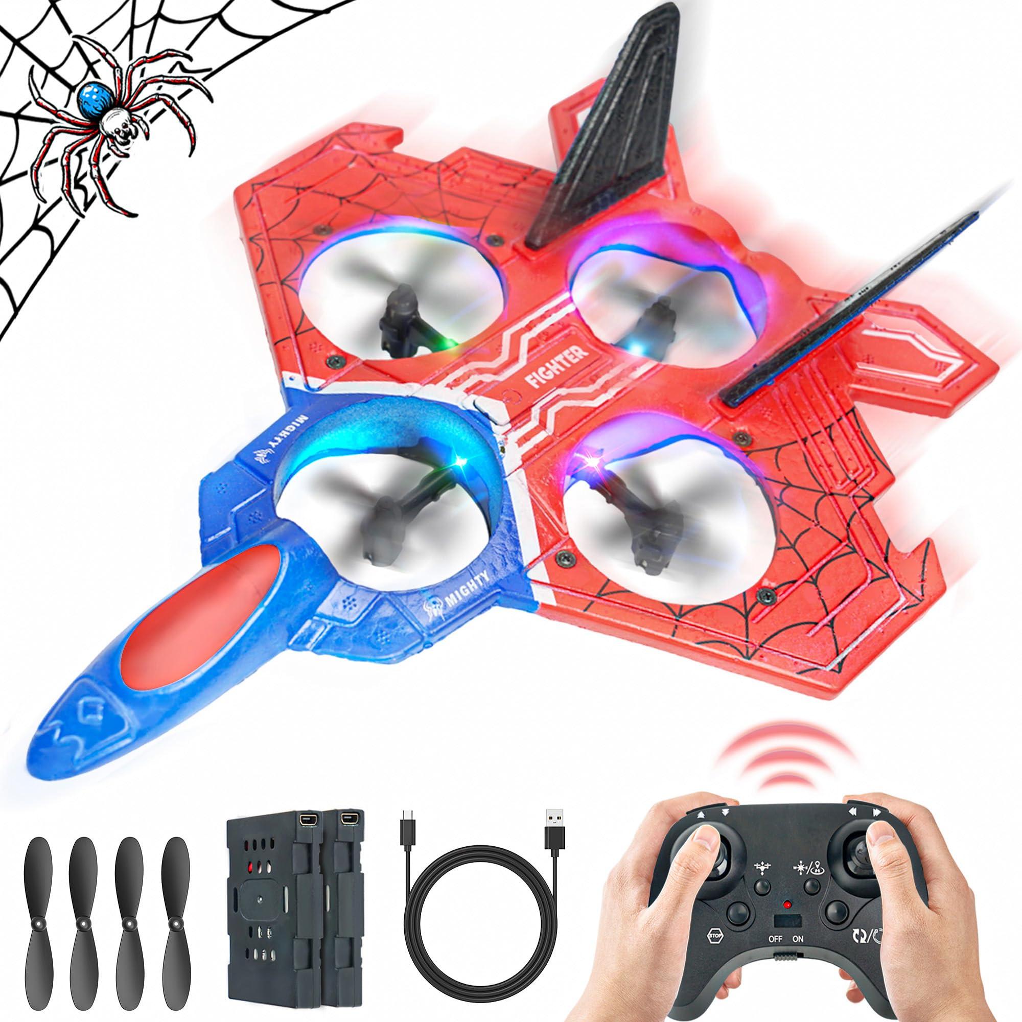 BEZGAR Drones for Kids | 2.4GHZ RC Plane, Spider Toys for Boys, Remote Control Spider, Remote Control Airplane, RC Helicopter, 360° Flip Fighter Jet Toy, Toys for ages 8-13